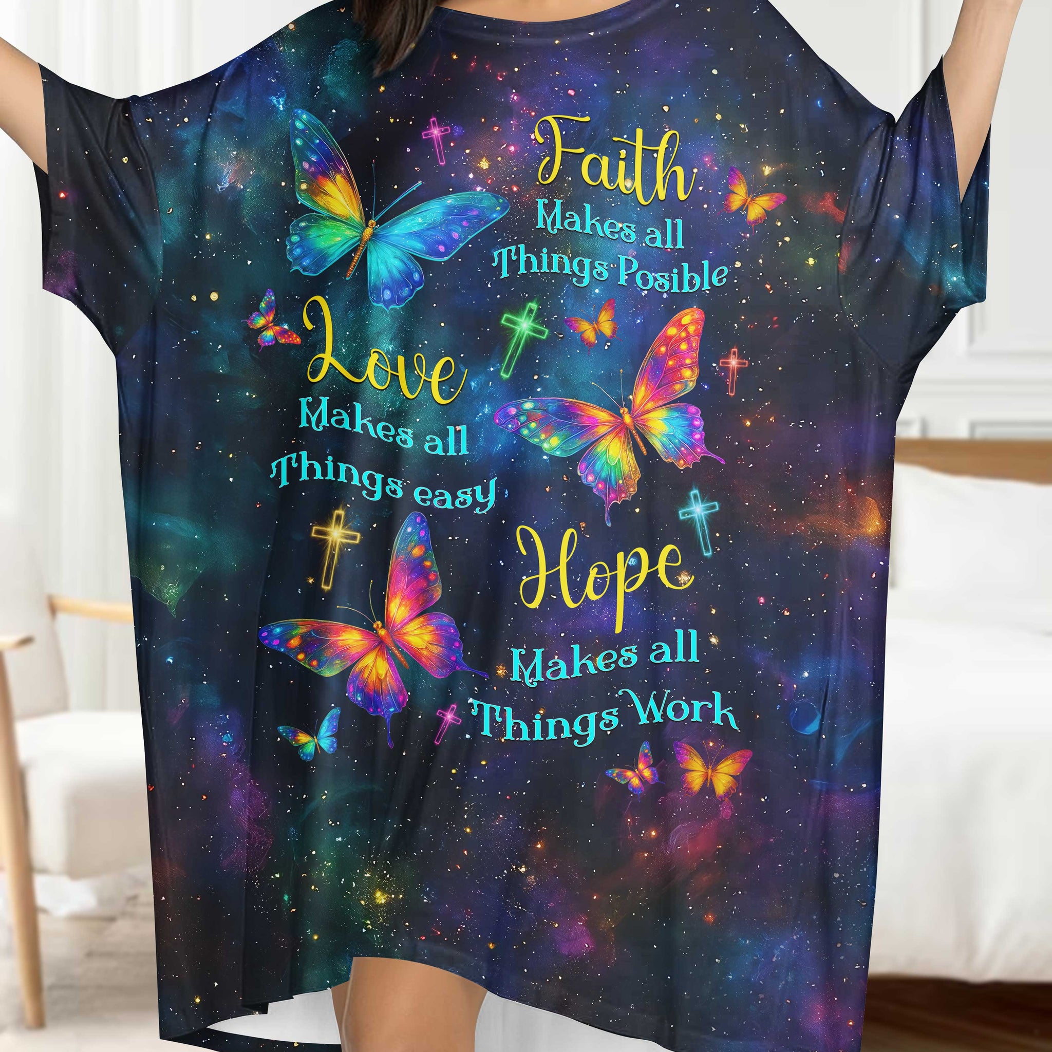 Faith Love Hope All Over Print Sleep Tee