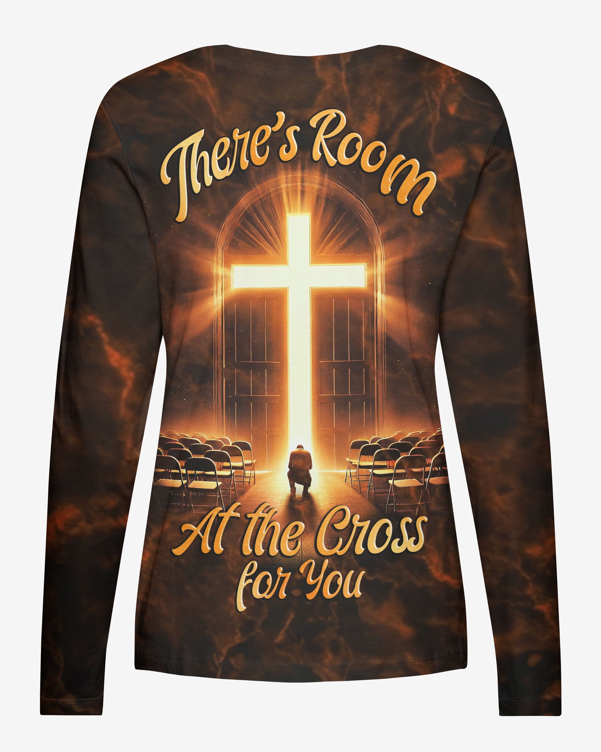 There's Room At The Cross For You All Over Print V-neck Long Sleeves Shirt