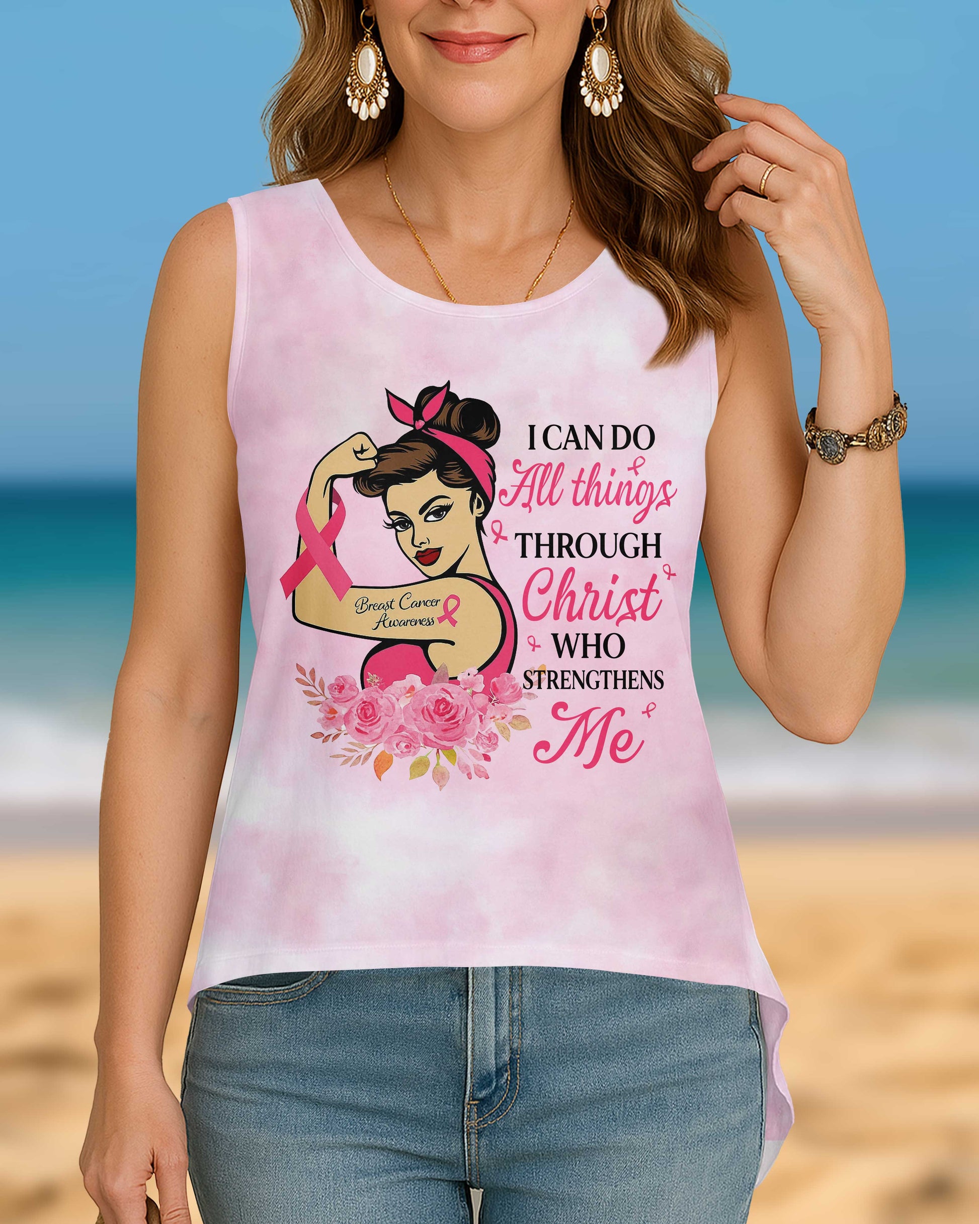I Can Do All Things Through Christ Crop Out Wrap Back Tank Top