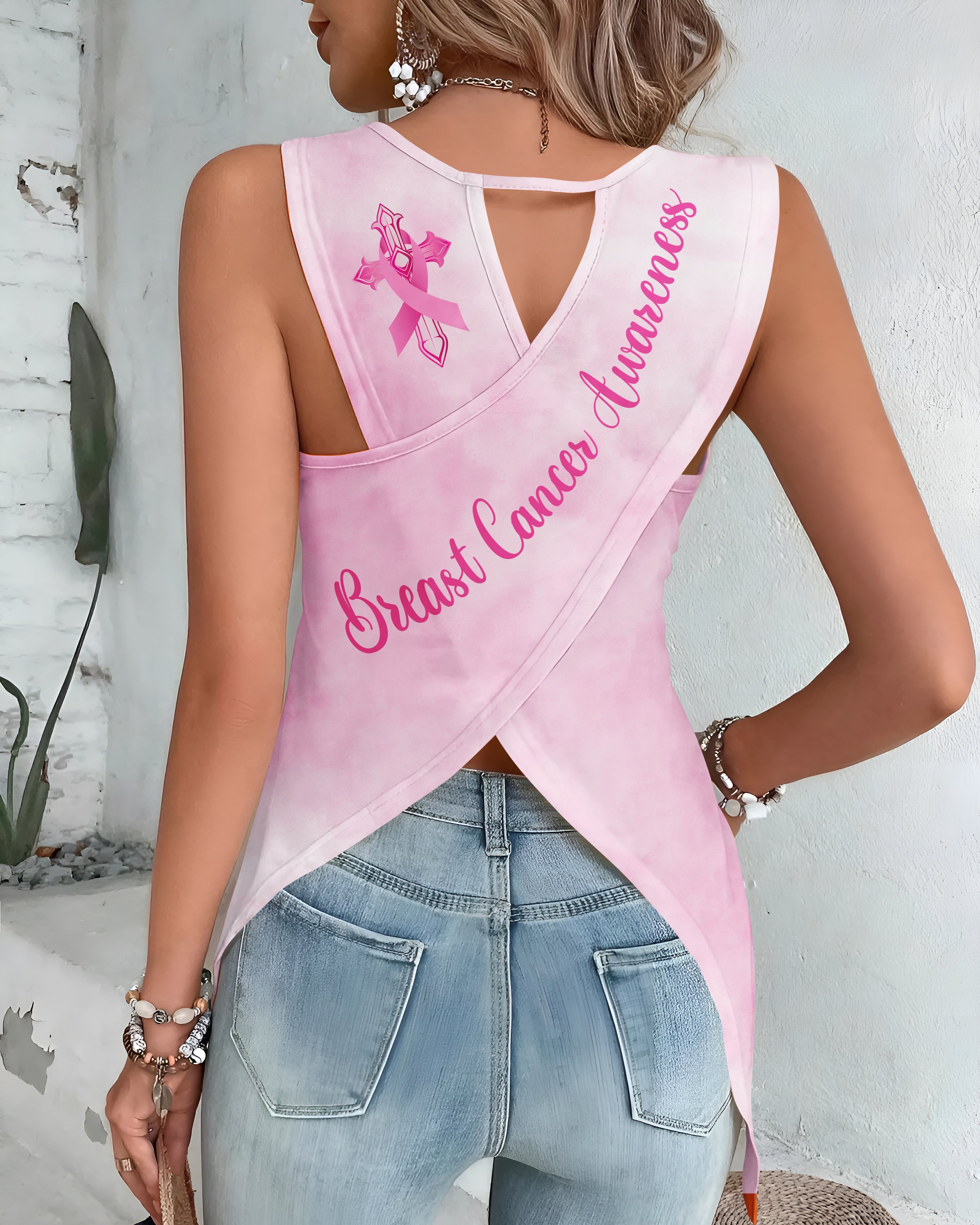 With God All Things Are Possible All Over Print Crop Out Wrap Back Tank Top