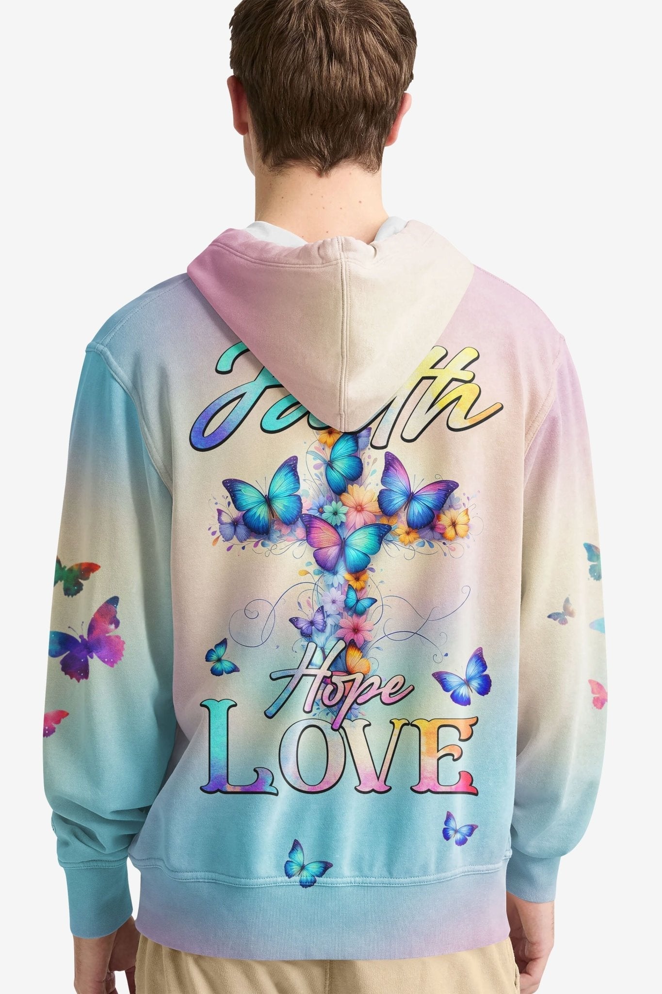 Butterfly Faith Hope Love All Over Print Hoodie