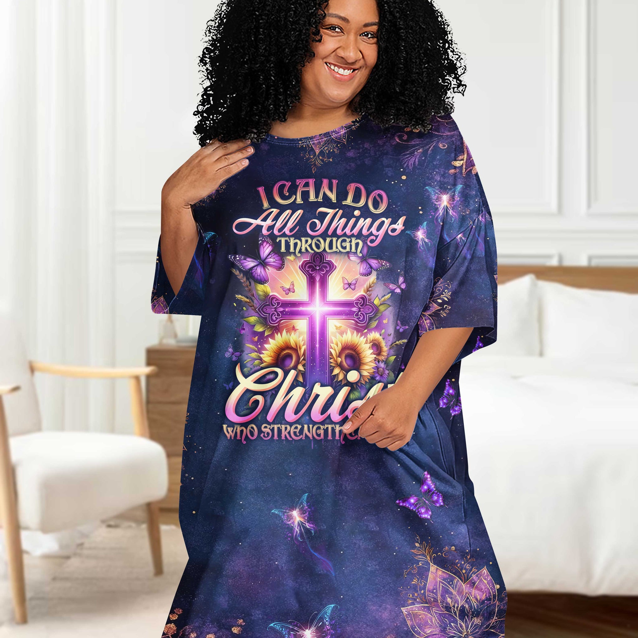 I Can Do All Things Through Christ All Over Print Sleep Tee