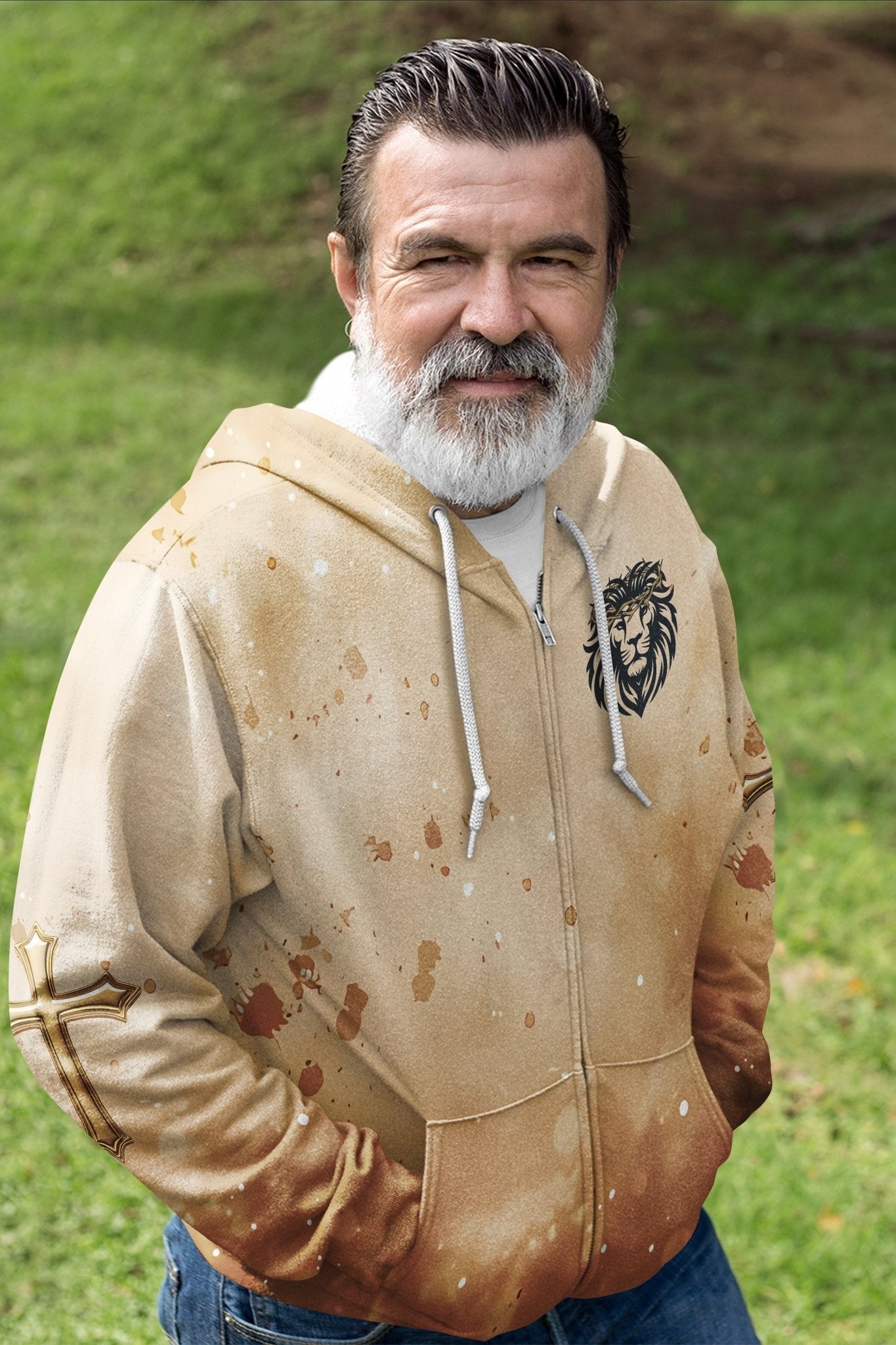 Behold The Lion Of The Tribe Of Judah Has Triumphed All Over Print Zip Hoodie