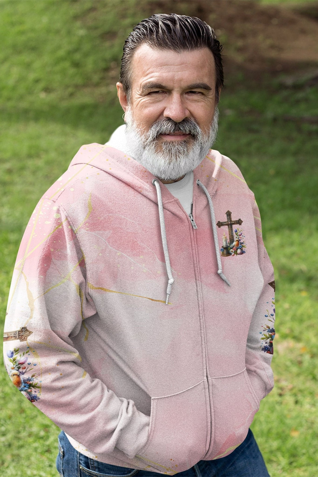 He Is Risen All Over Print Zip Hoodie