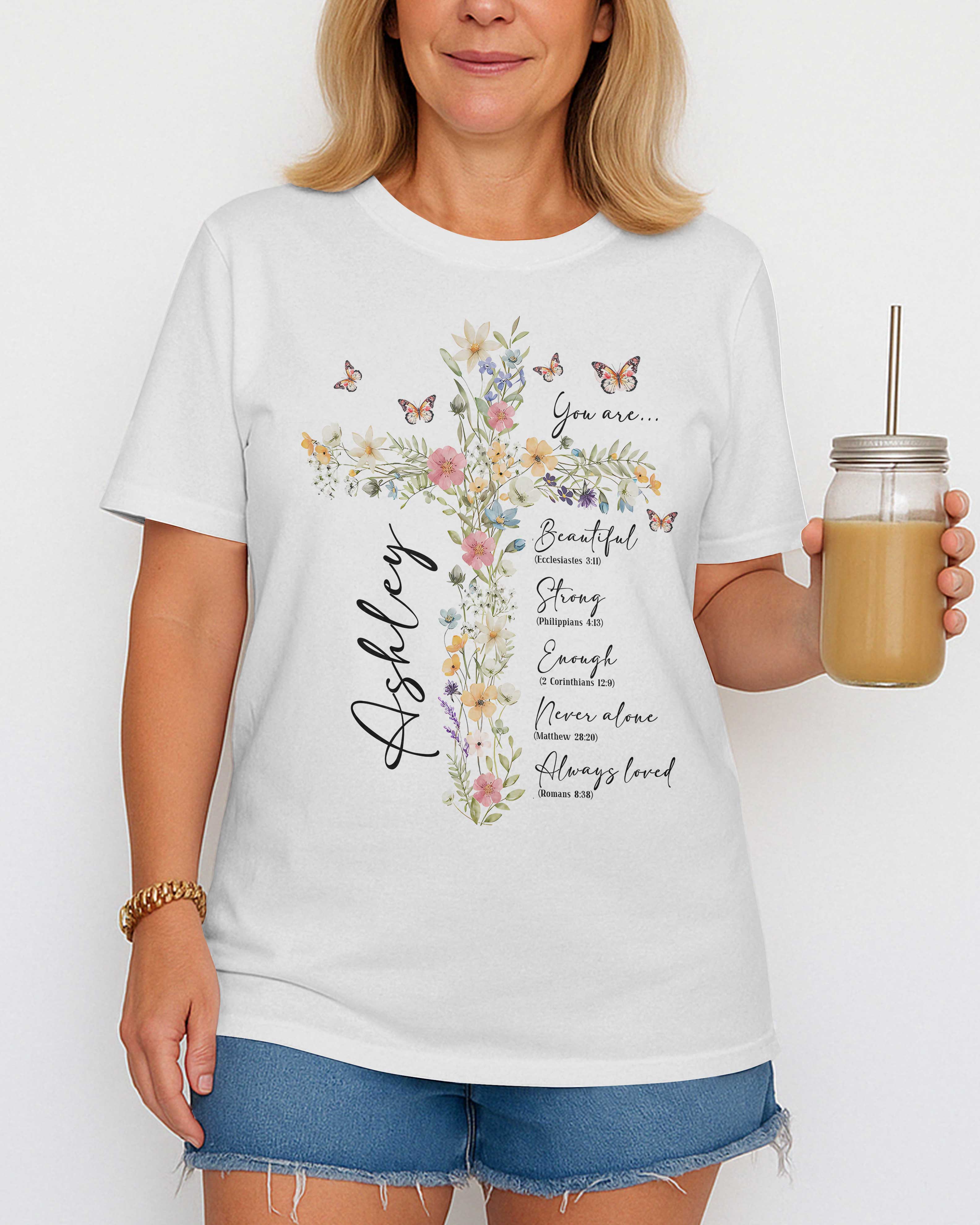 Personalized You Are T-Shirt, Floral Christian Gift for Her, Gift For Catholics