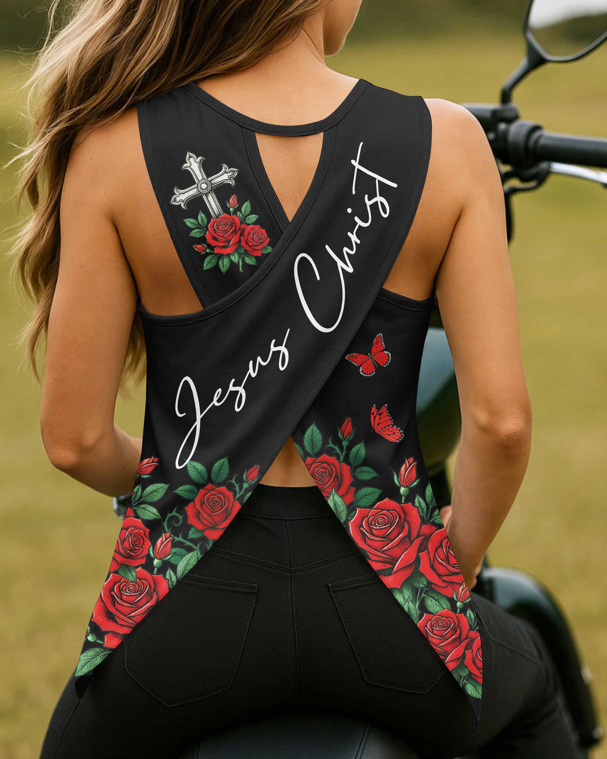 Daughter Of The King Cut Out Wrap Back Tank Top