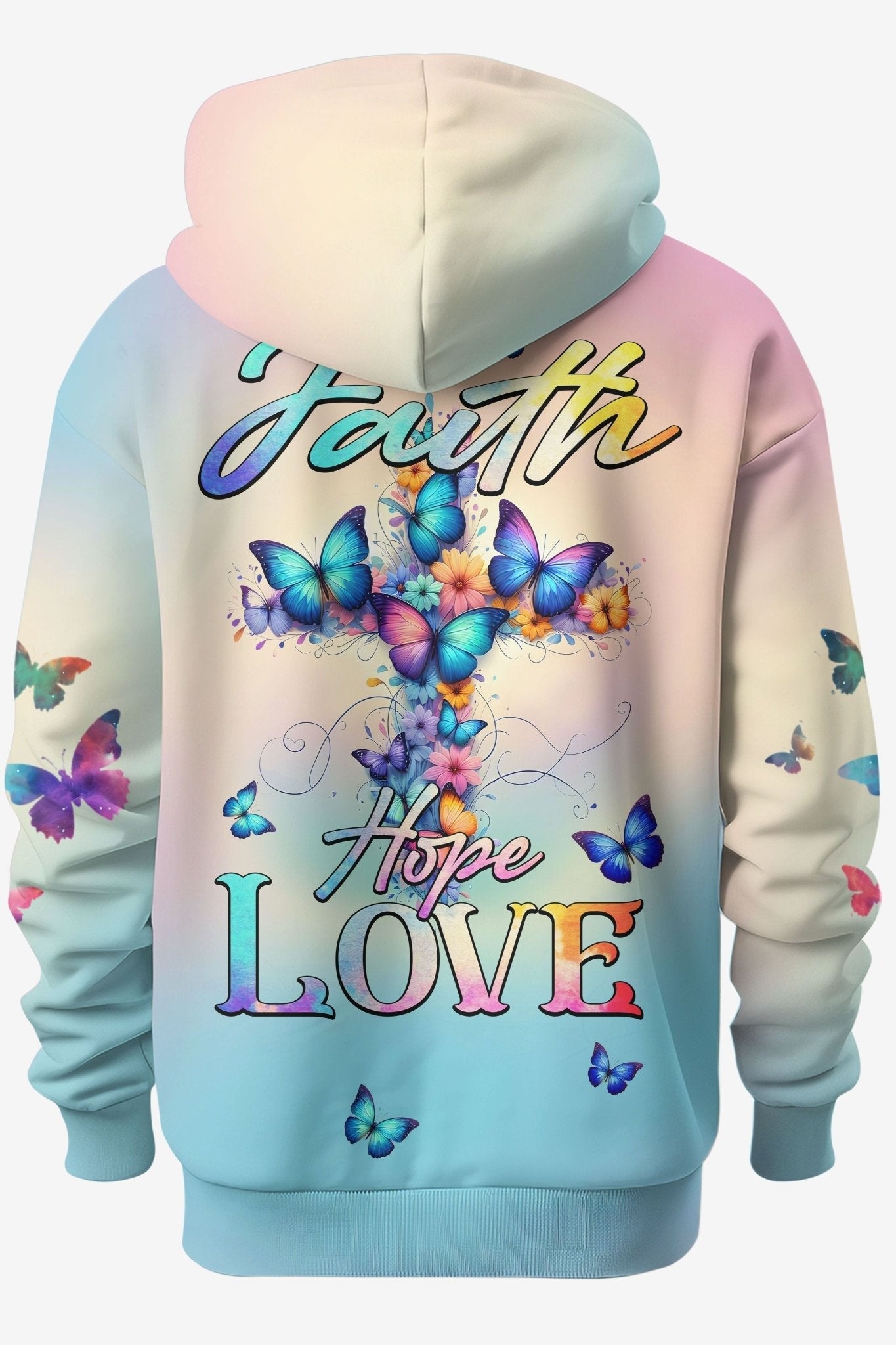 Butterfly Faith Hope Love All Over Print Hoodie