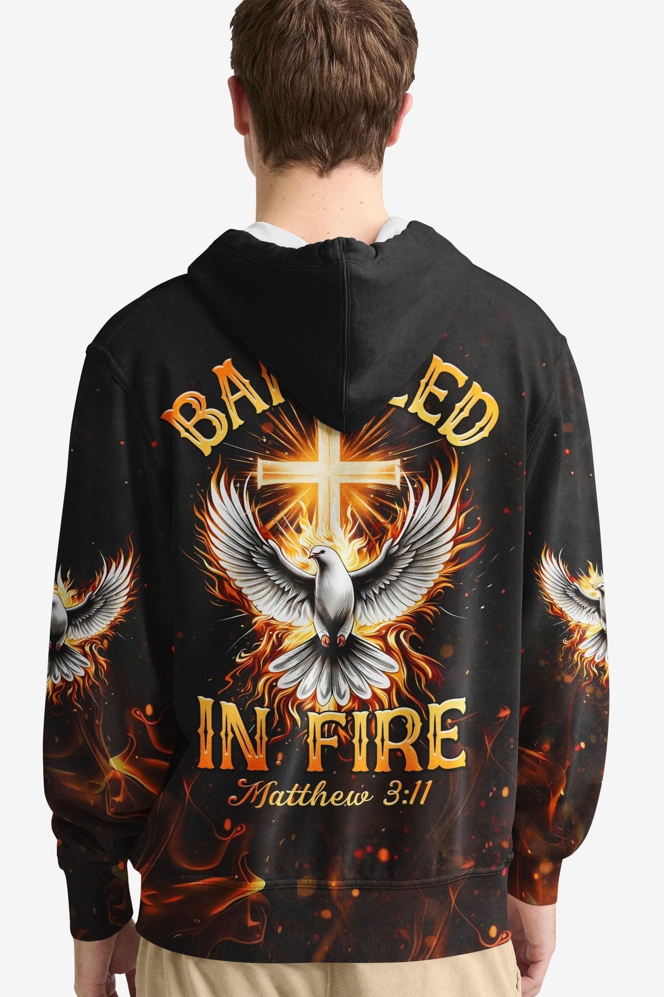 Baptized In Fire Matthew 3:11 All Over Print Hoodie