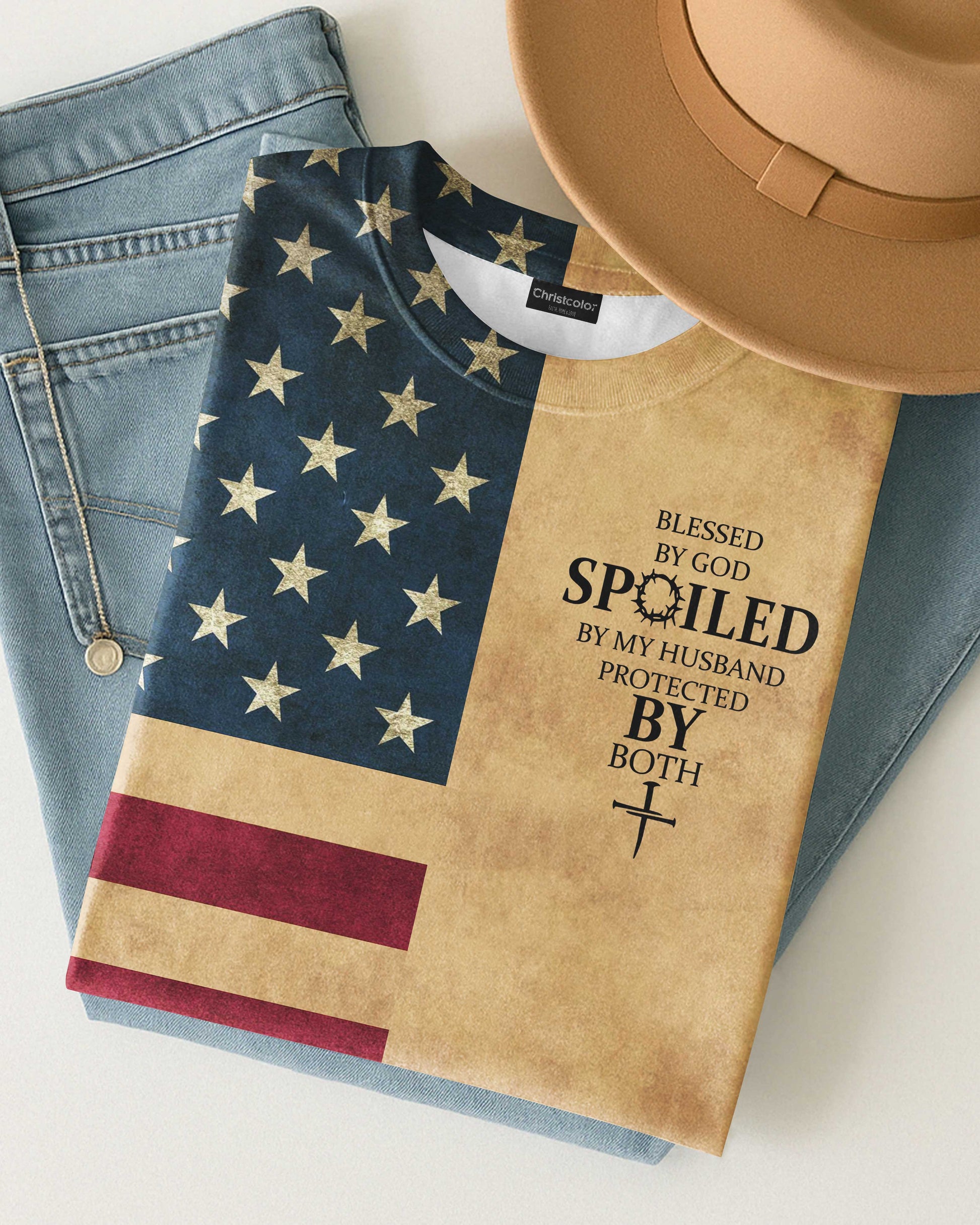 Blessed By God Spoiled By My Husband Protected By Both T-Shirt