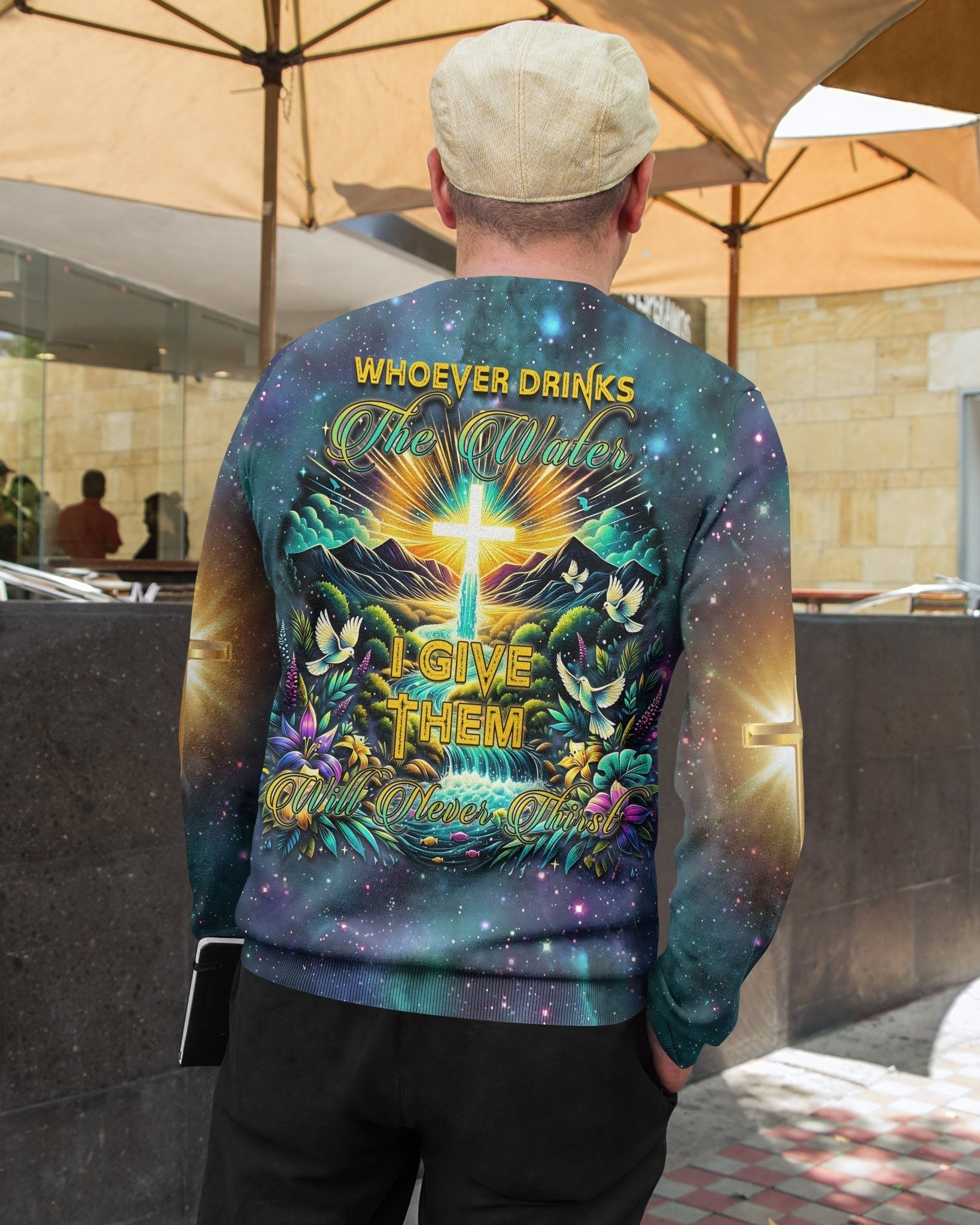 Whoever Drinks The Water I Give Them Will Never Thirst All Over Print Sweater