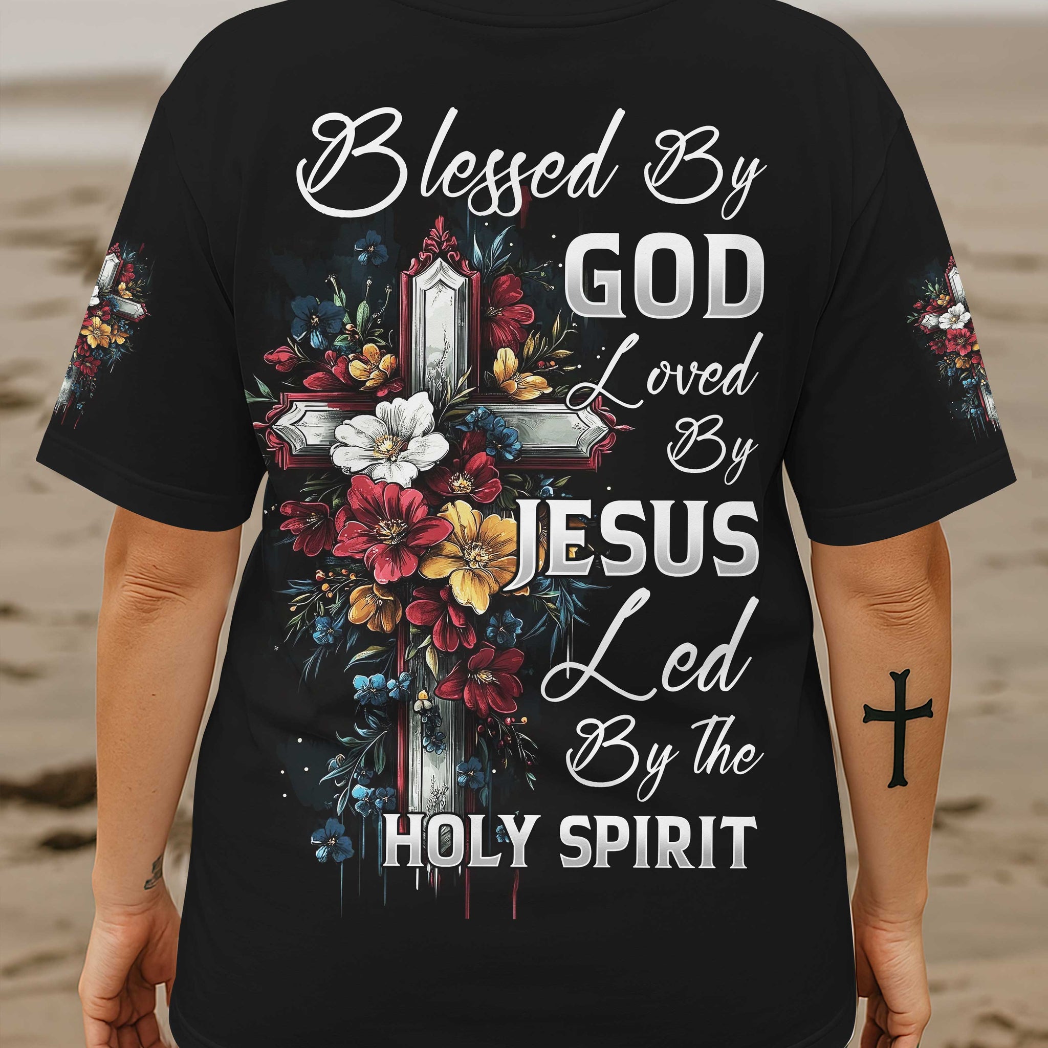 Blessed By God Loved By Jesus All Over Print T-Shirt