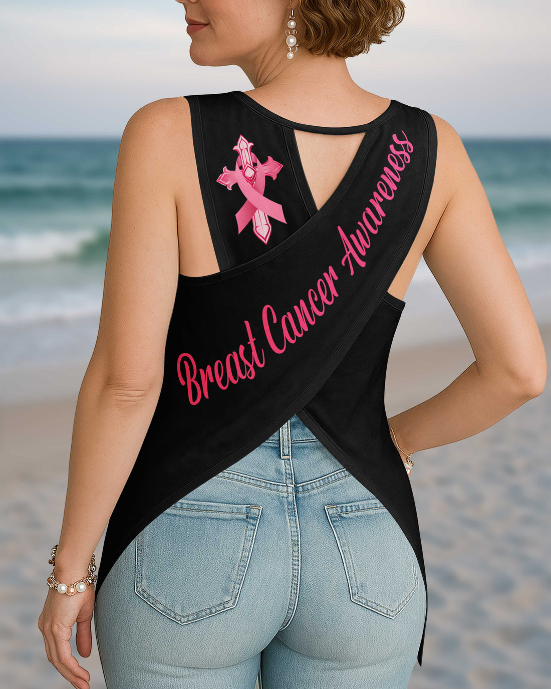 I Can Do All Things Through Christ Crop Out Wrap Back Tank Top