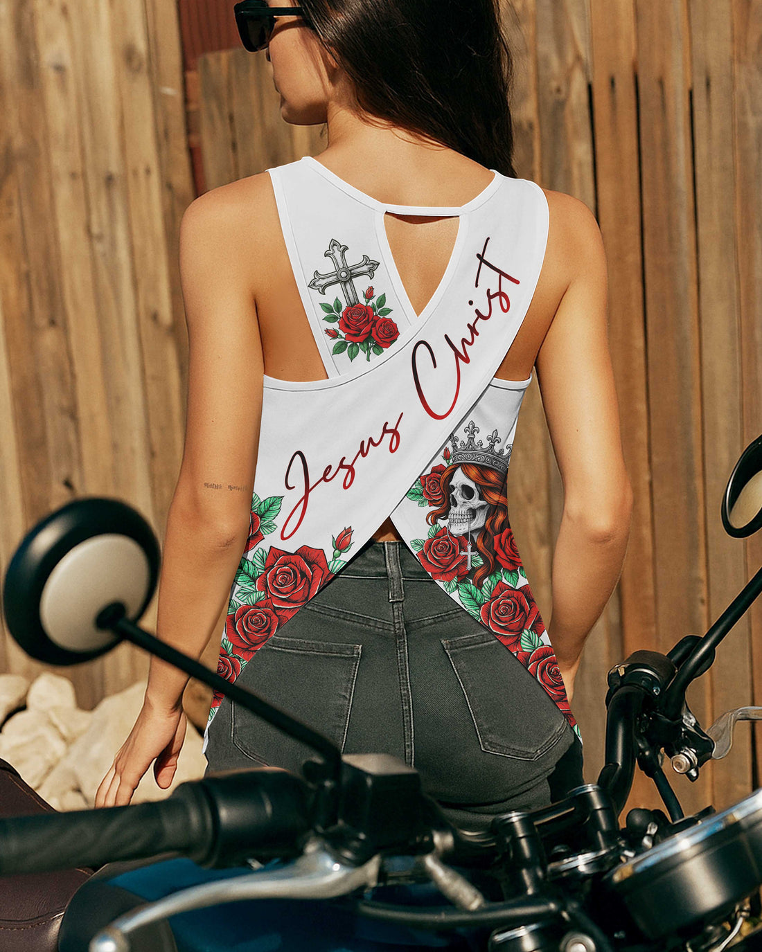 Riding Wild Cut Out Wrap Back Tank Top