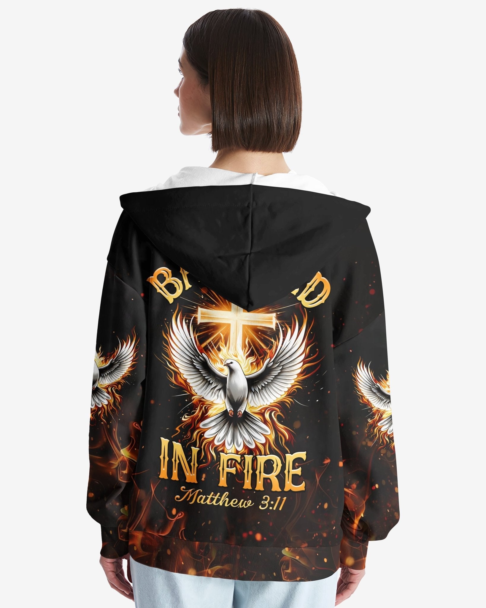 Baptized In Fire Matthew 3:11 All Over Print Zip Hoodie