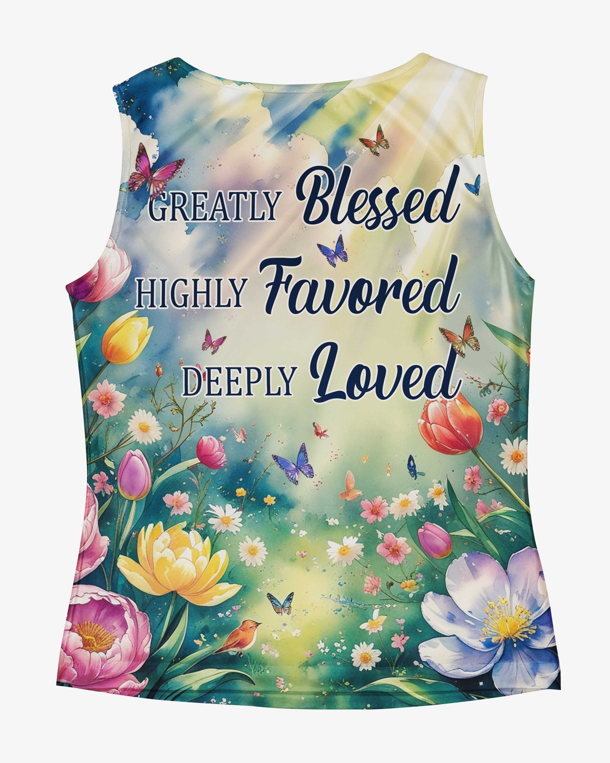 Greatly Blessed Highly Favored Deeply Loved All Over Print V-neck Tank Top