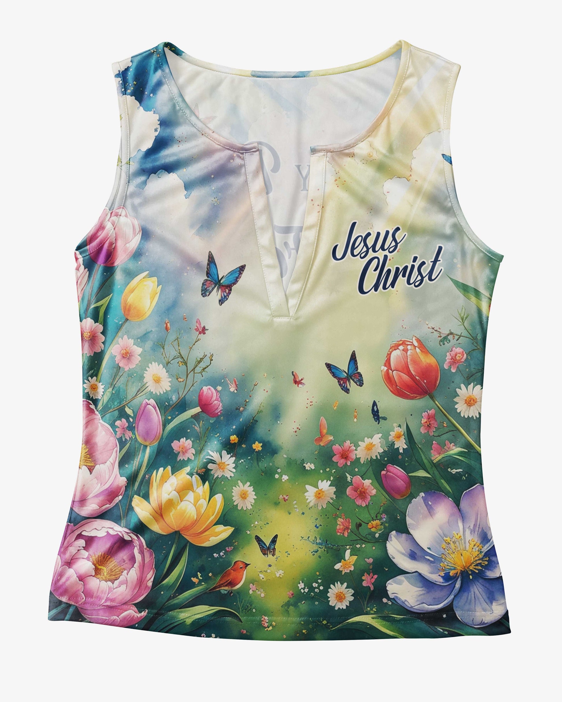 Greatly Blessed Highly Favored Deeply Loved All Over Print V-neck Tank Top