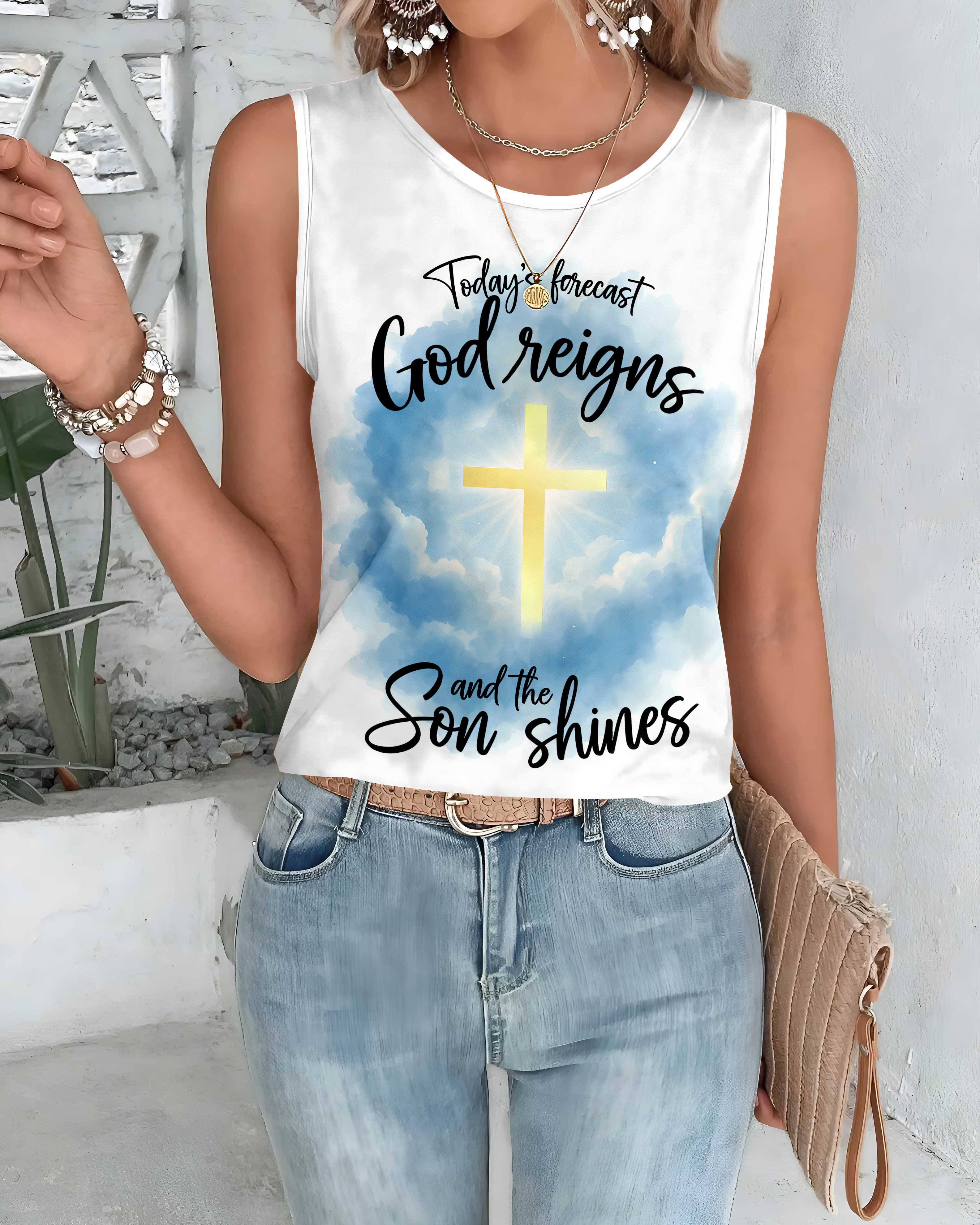 Today's Forecast All Over Print Crop Out Wrap Back Tank Top
