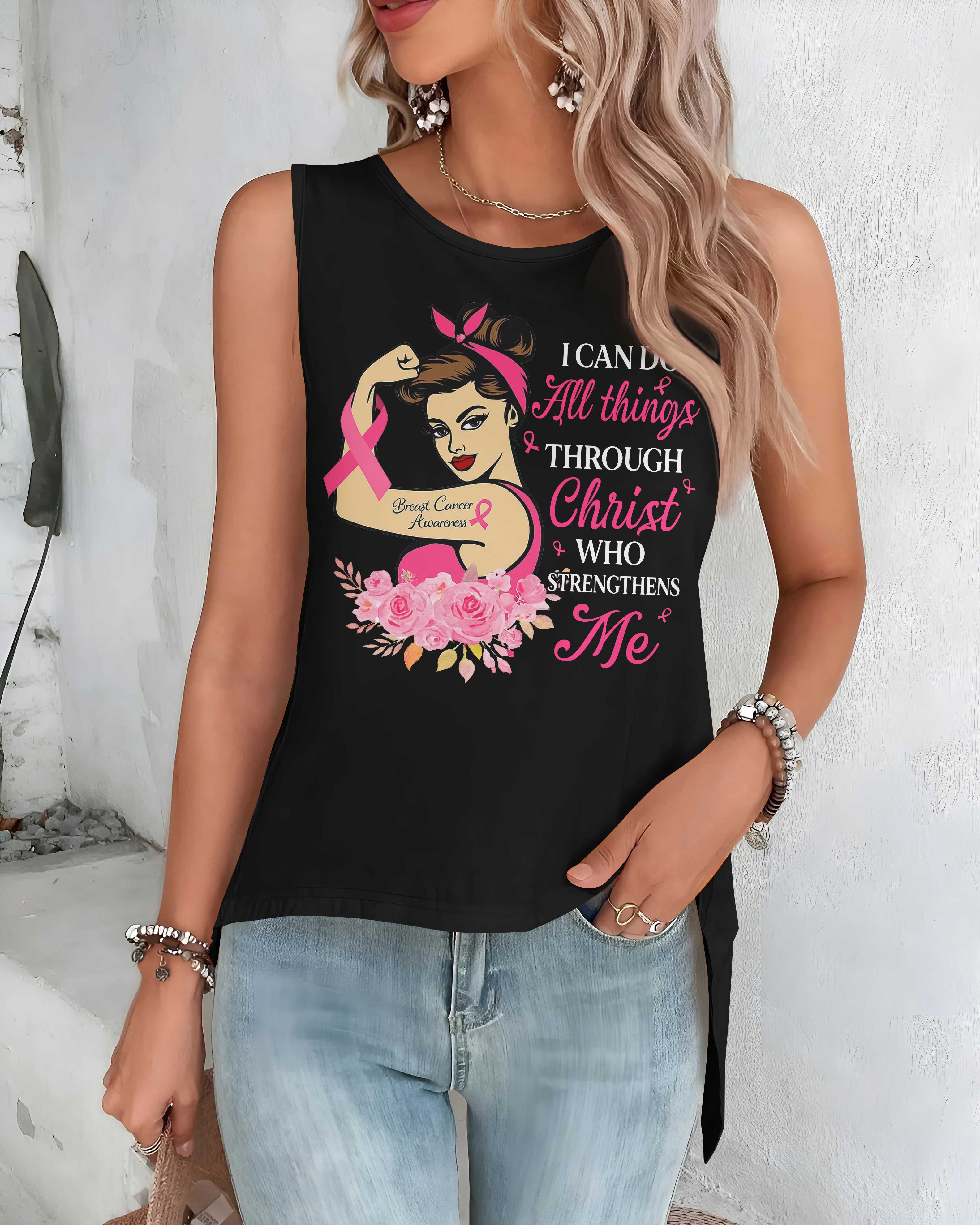 I Can Do All Things Through Christ Crop Out Wrap Back Tank Top