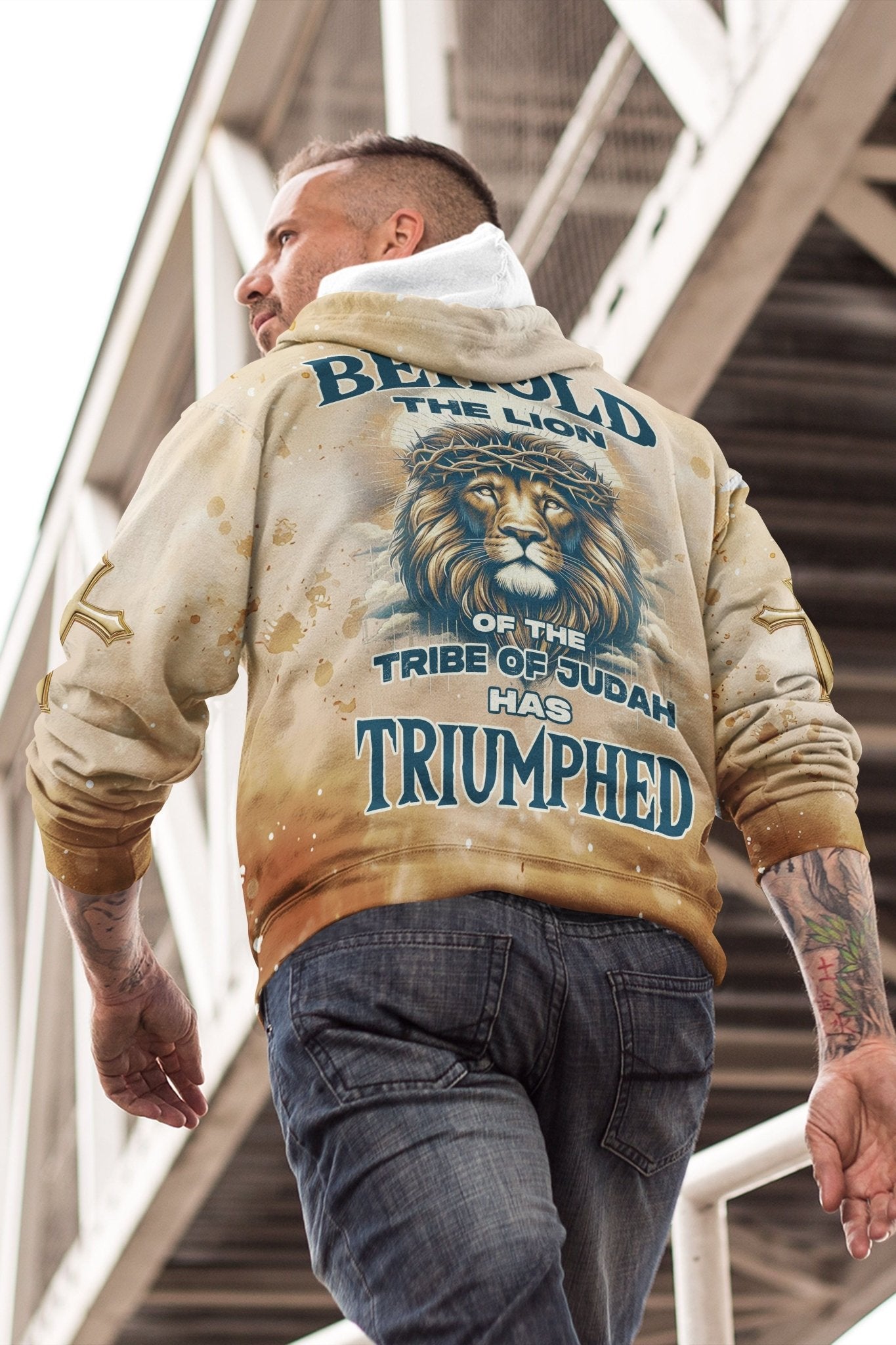 Behold The Lion Of The Tribe Of Judah Has Triumphed All Over Print Zip Hoodie