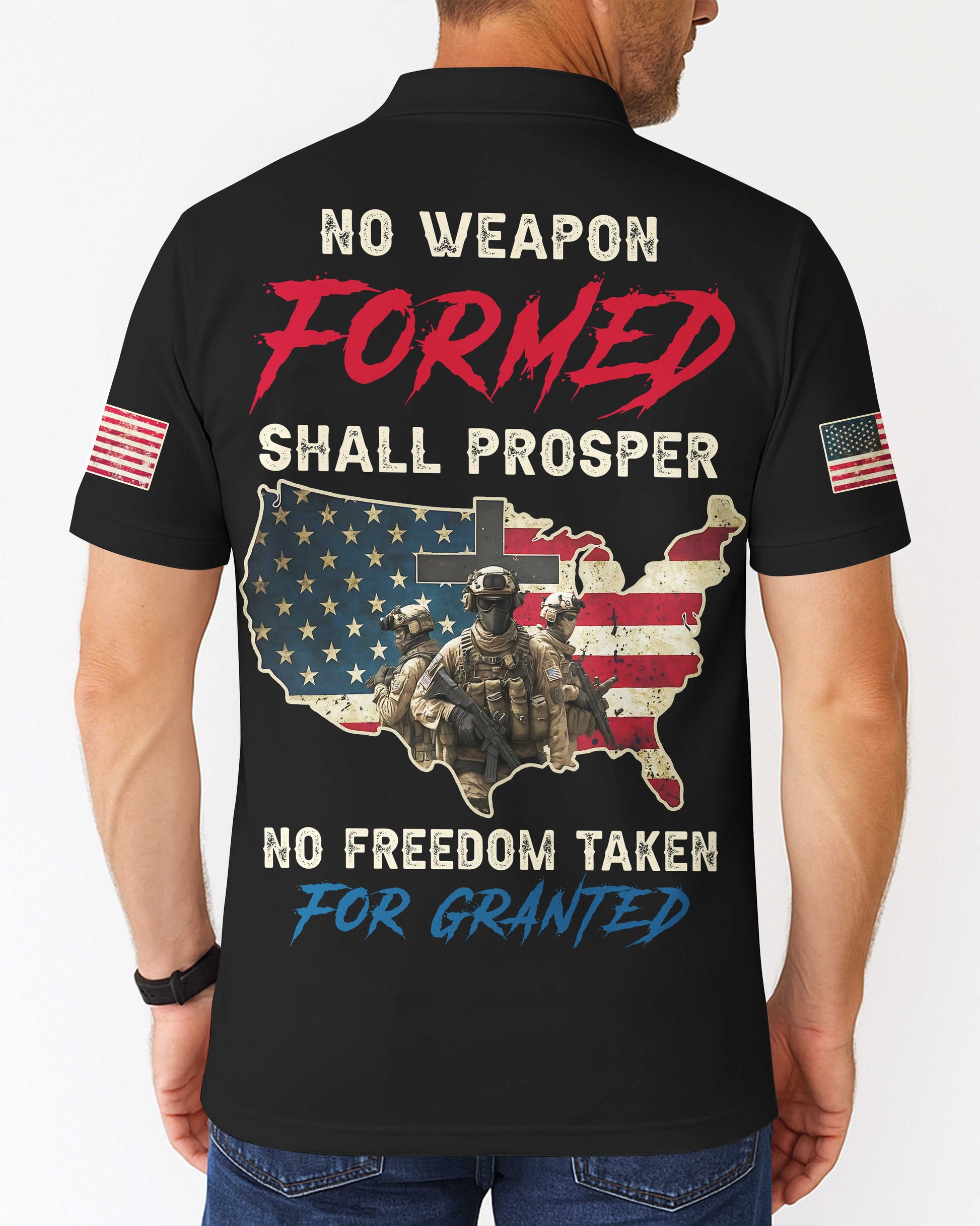 No Weapon Formed Shall Prosper All Over Print Polo