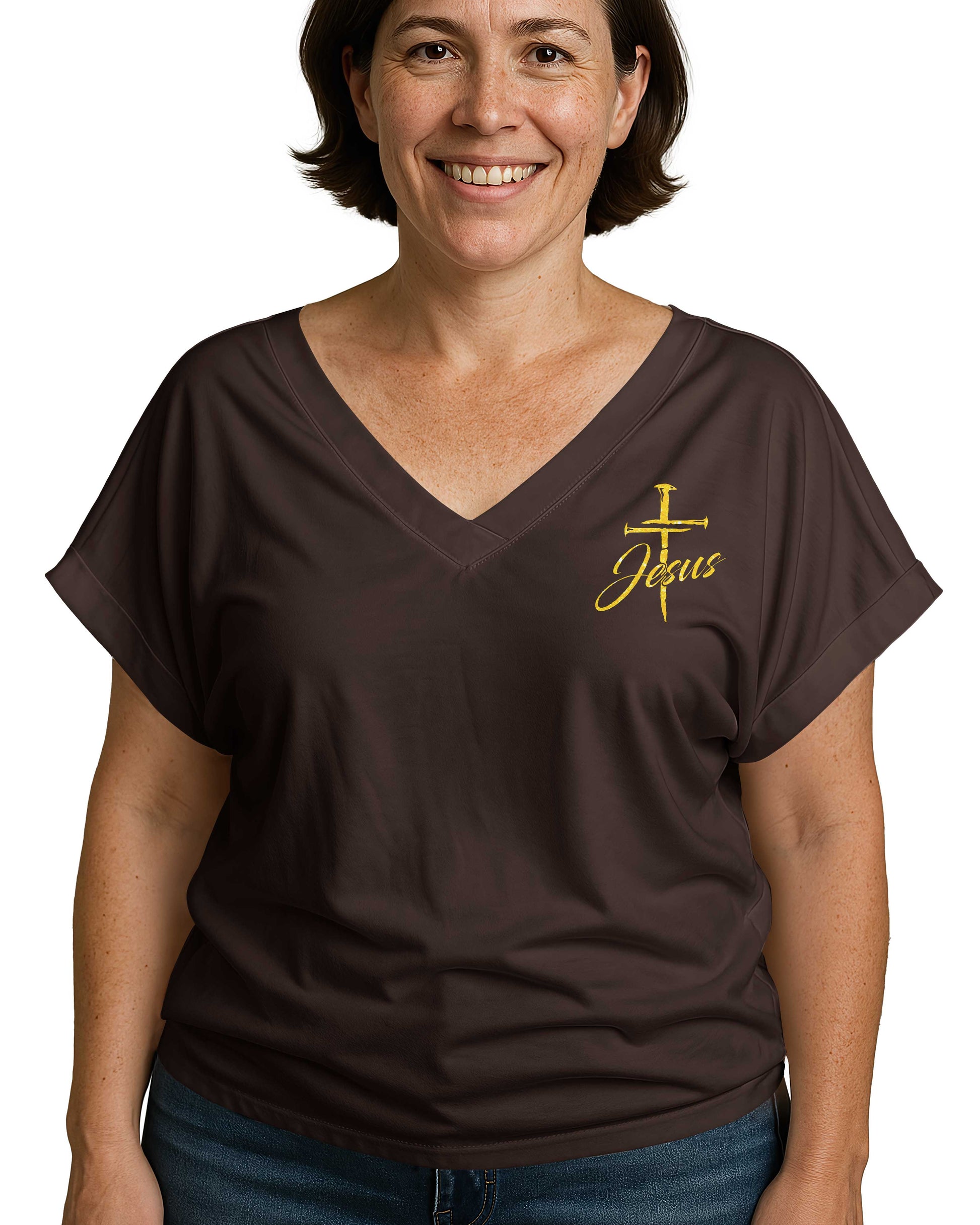 I May Not Be Be Perfect But Jesus Thinks I'm To Die For All Over Print V-neck Dolman Sleeves Shirt