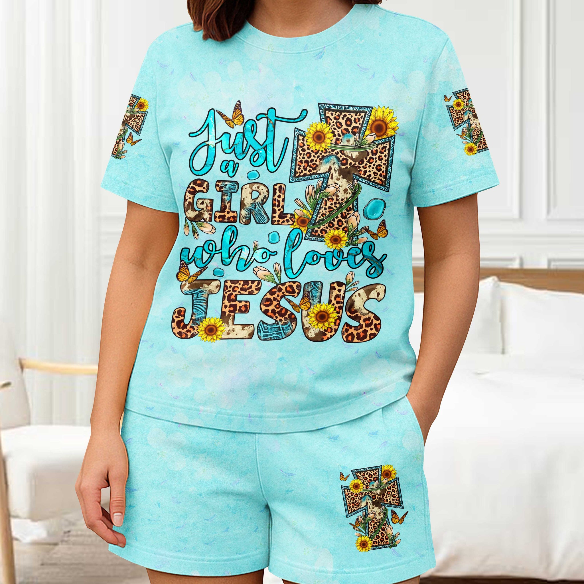 Just A Girl Who Loves Jesus All Over Print Summer Set
