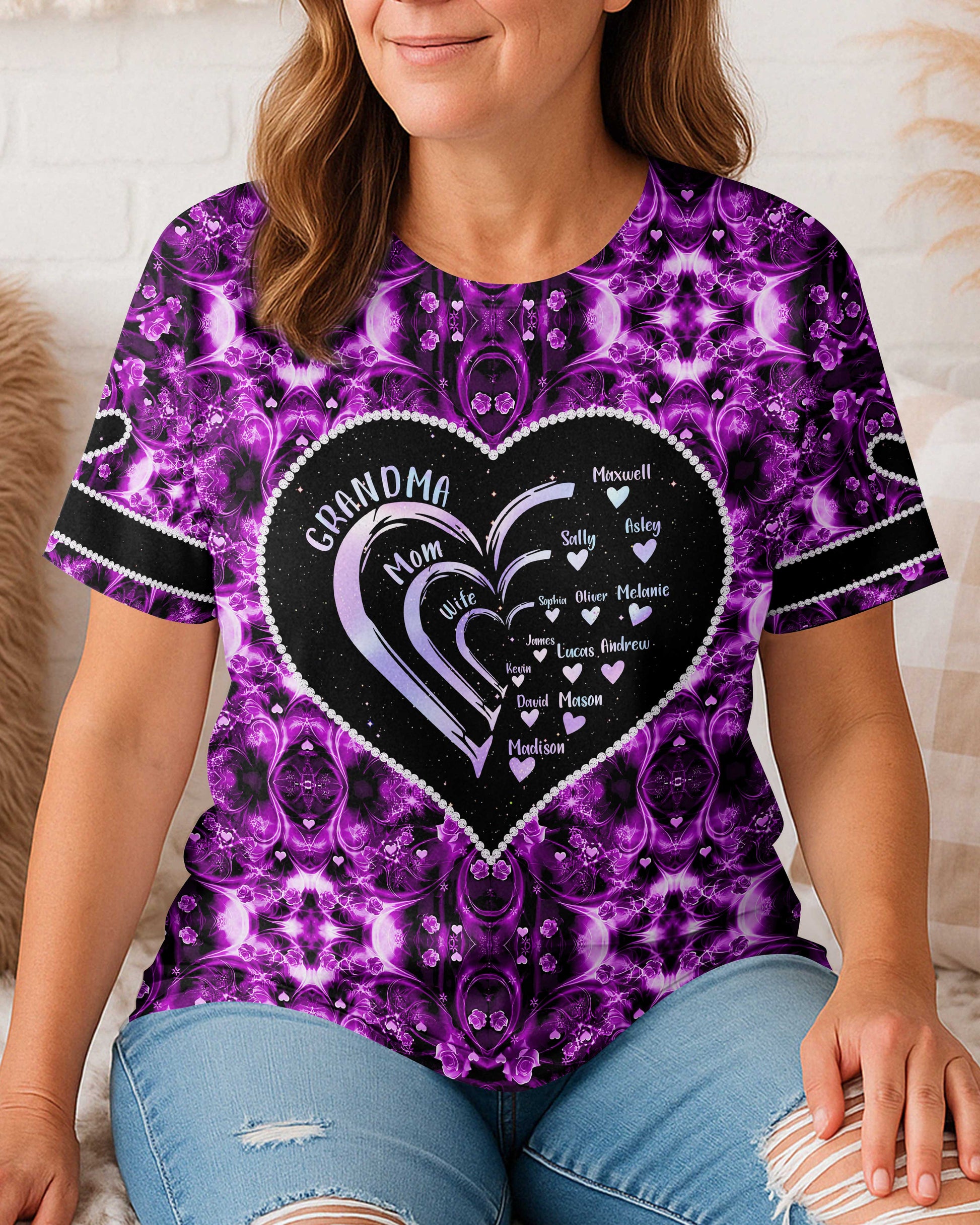 Grandma Mom Wife All Over Print T-Shirt