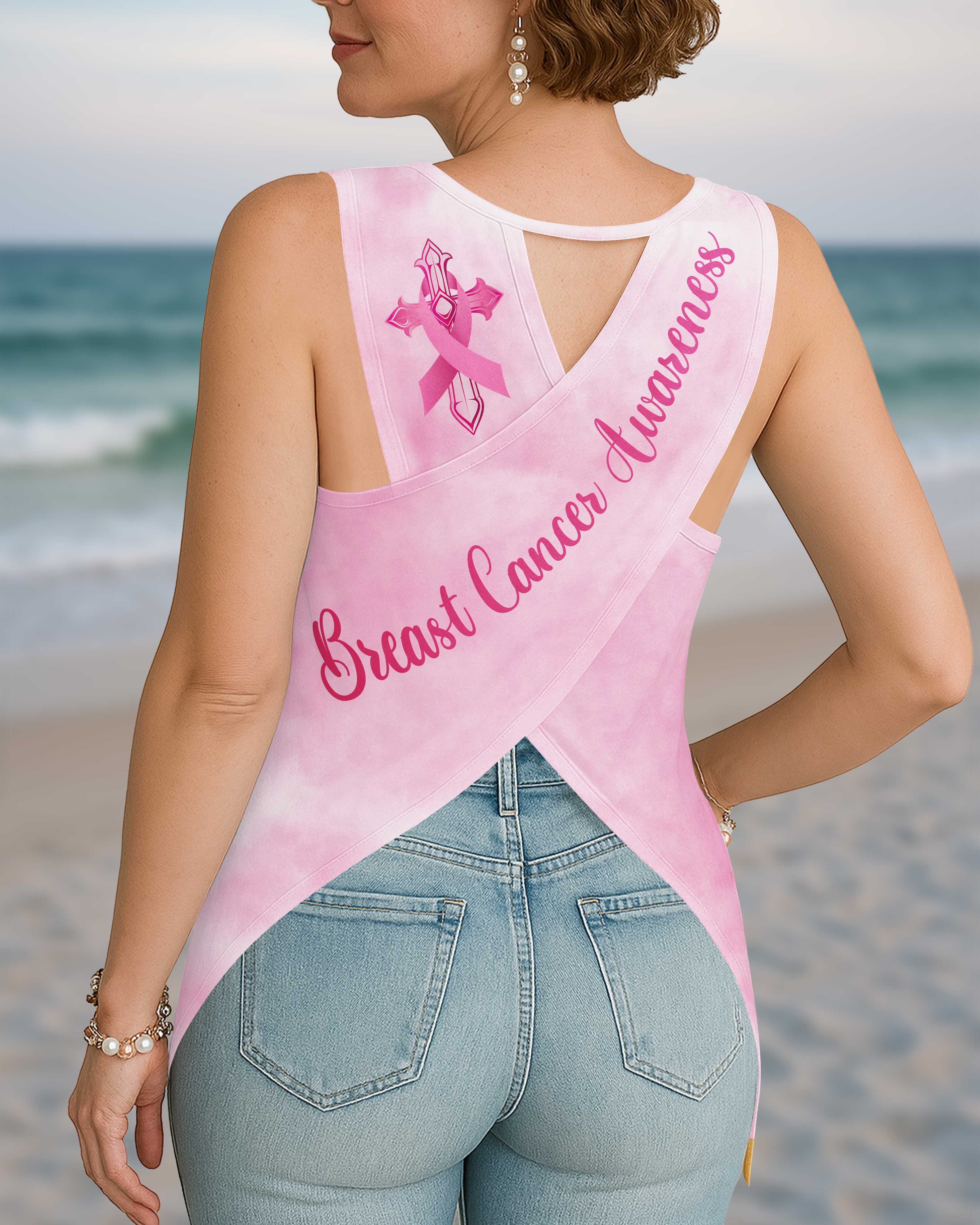 With God All Things Are Possible All Over Print Crop Out Wrap Back Tank Top