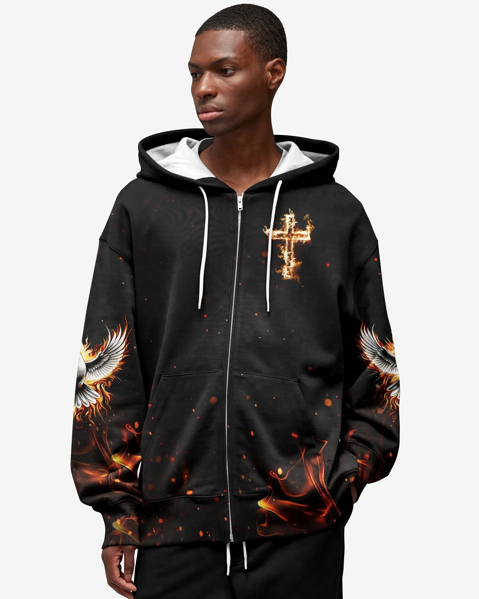 Baptized In Fire Matthew 3:11 All Over Print Zip Hoodie