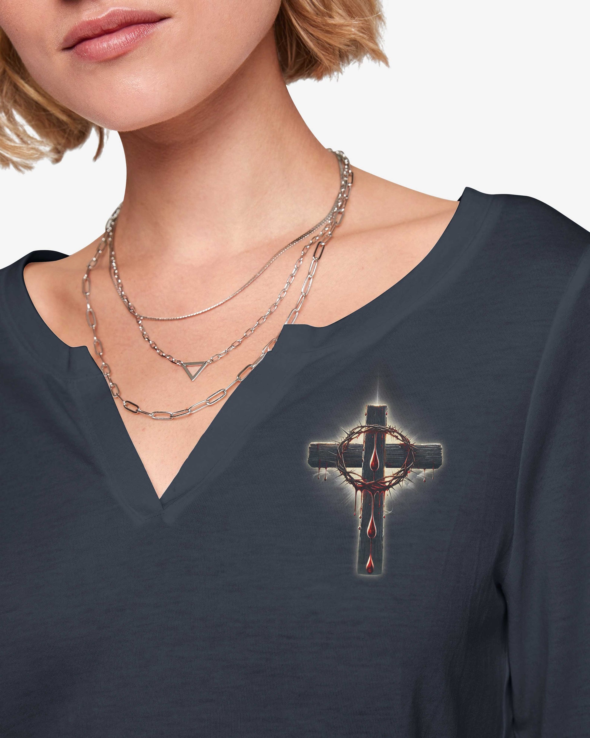 Your Sins Were Paid In Full All Over Print V-neck Long Sleeves Shirt