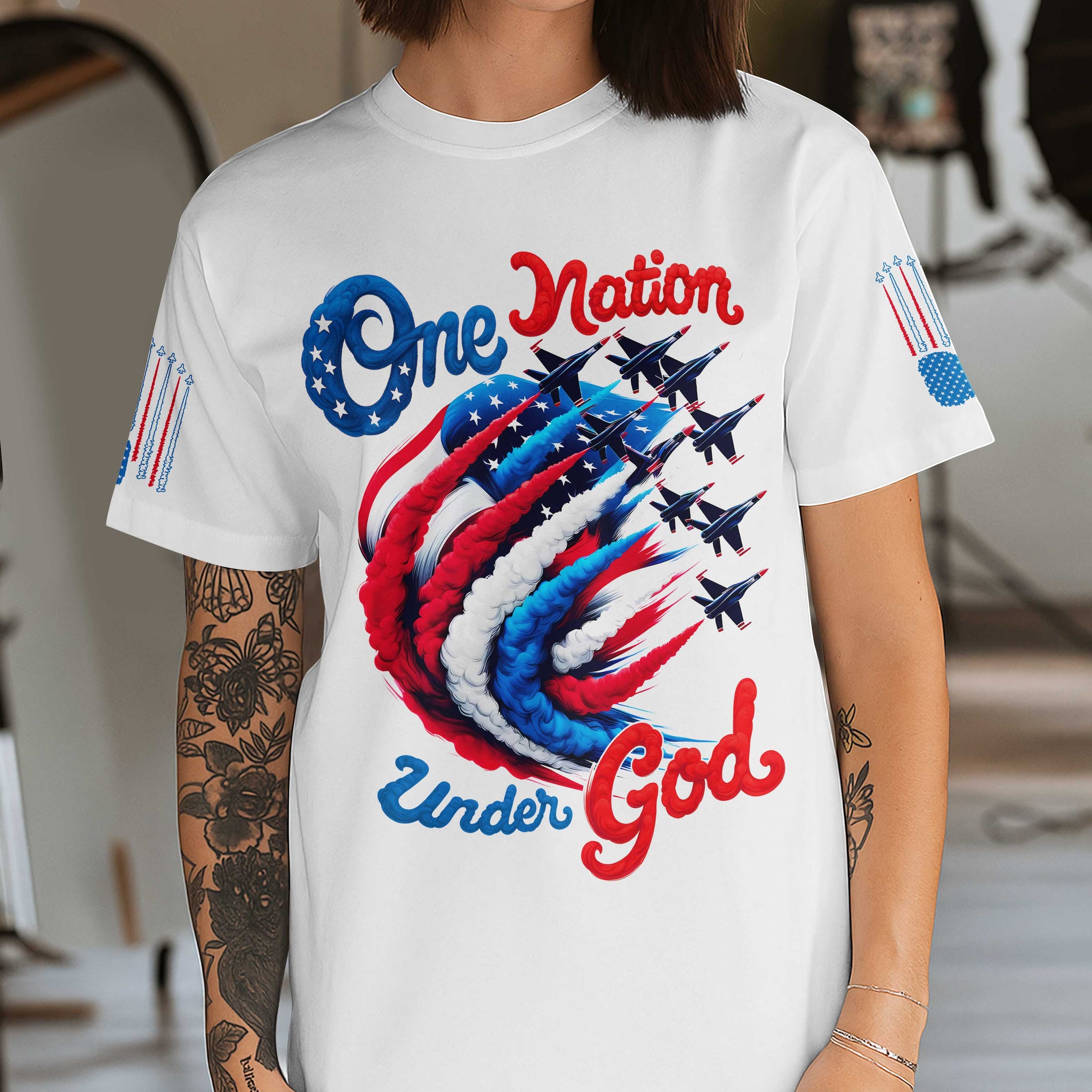 One Nation Under God Patriotic All Over Print T-Shirt