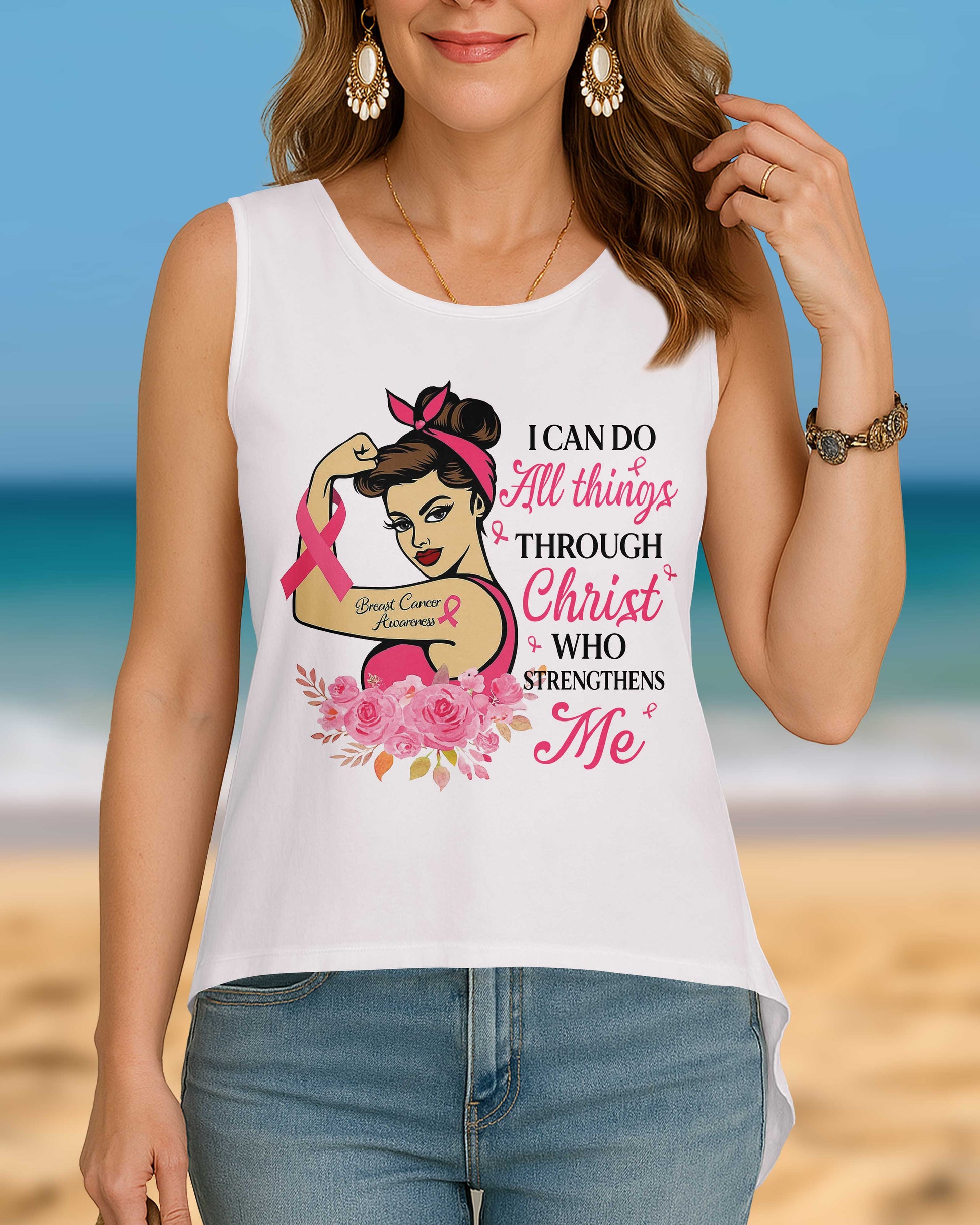 I Can Do All Things Through Christ Crop Out Wrap Back Tank Top