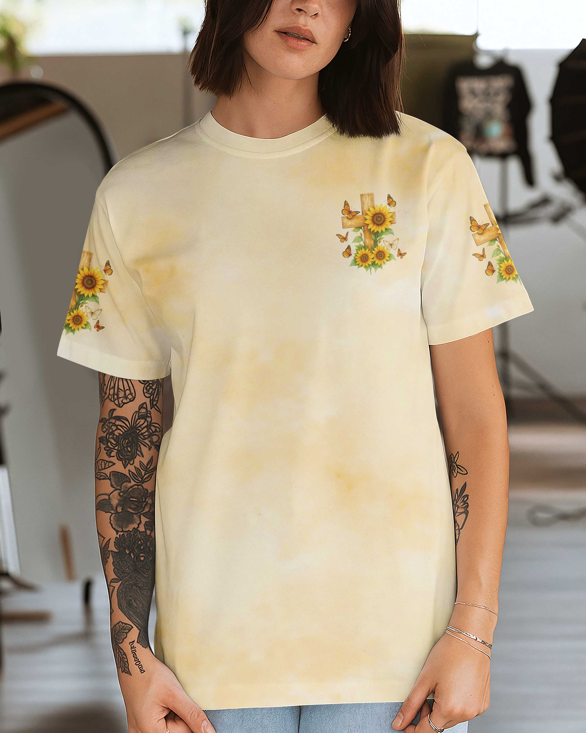 He Turned My Scars Into Stories All Over Print T-Shirt