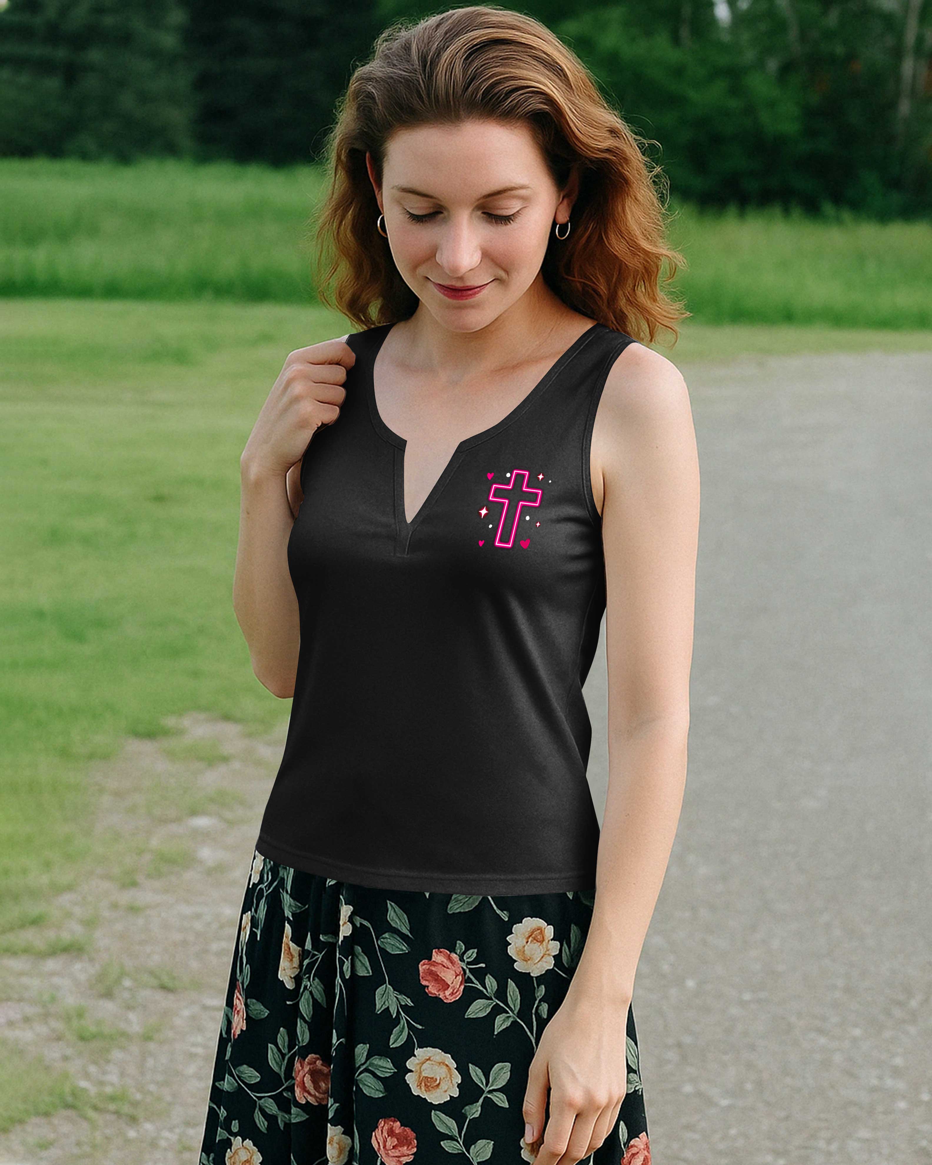 God Says I Am Brave All Over Print V-neck Tank Top