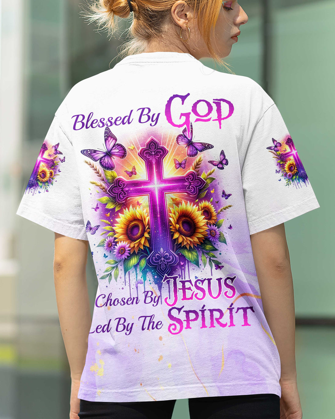 Blessed By God Chosen By Jesus Led By The Spirit All Over Print T-Shirt