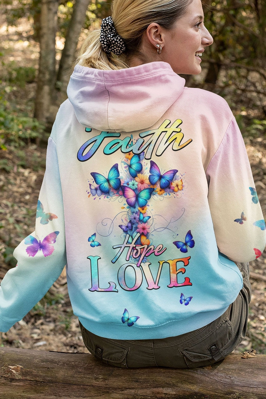 Butterfly Faith Hope Love All Over Print Hoodie
