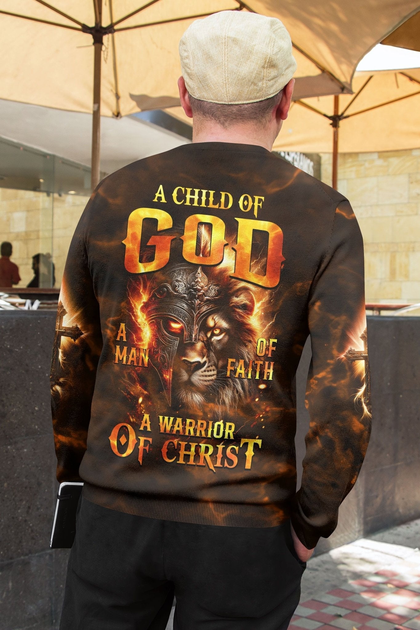 A Child Of God A Man Of Faith A Warrior Of Christ All Over Print Sweater