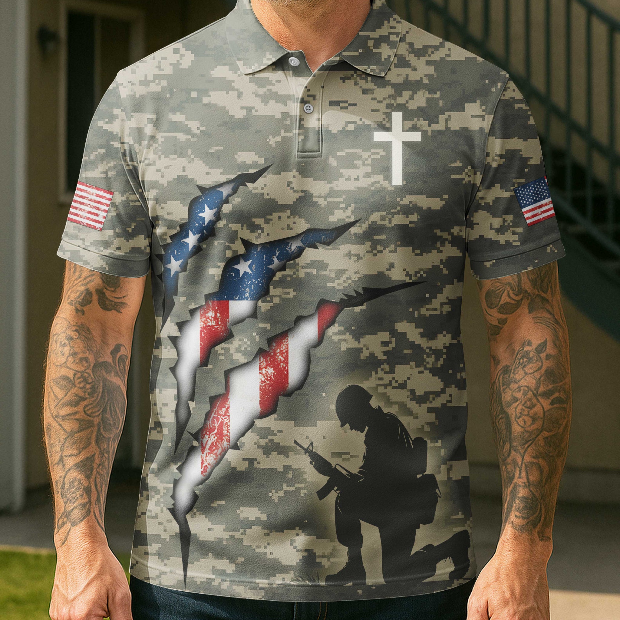 Protected By God All Over Print Polo
