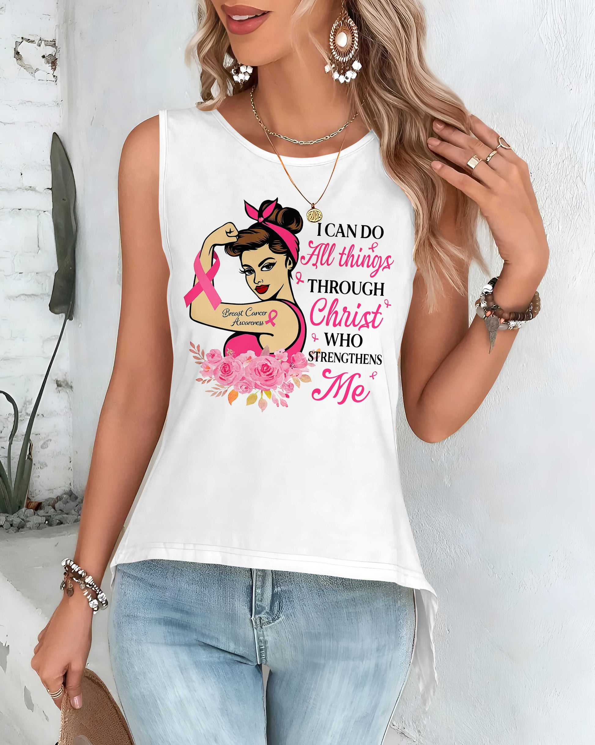 I Can Do All Things Through Christ Crop Out Wrap Back Tank Top