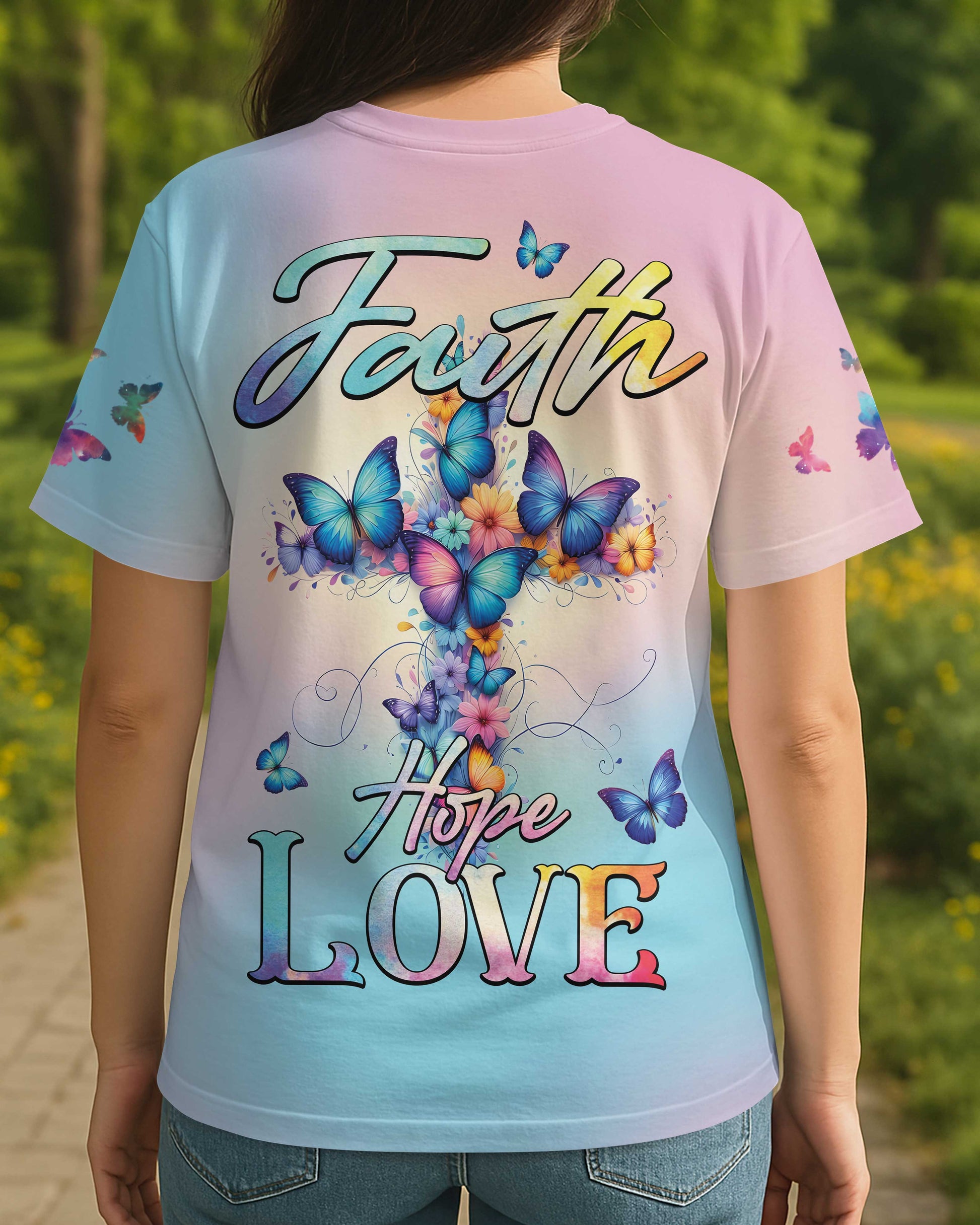 Butterfly Faith Hope Love All Over Print T-shirt