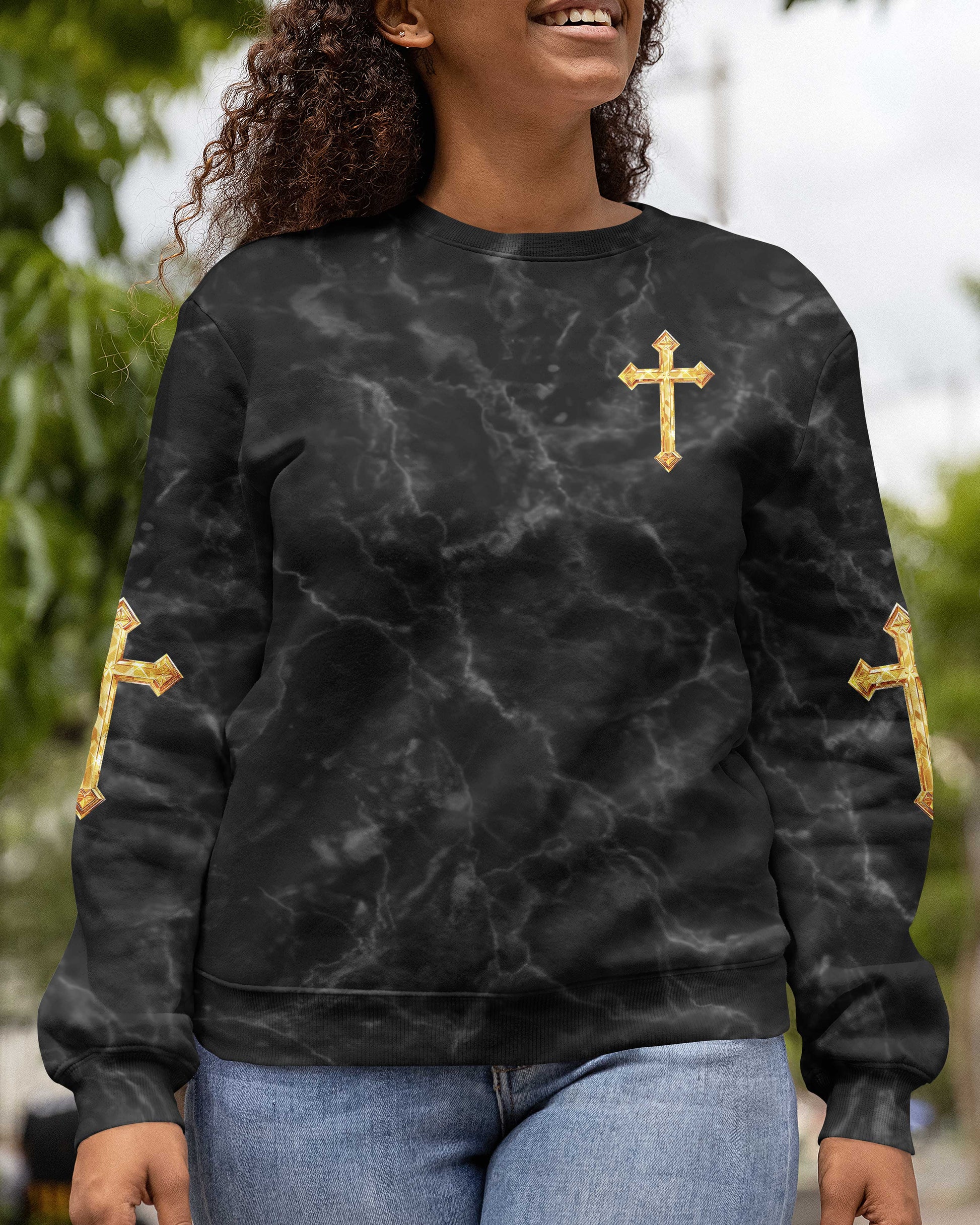 Be Still Before The Lord And Wait Patiently For Him All Over Print Sweater