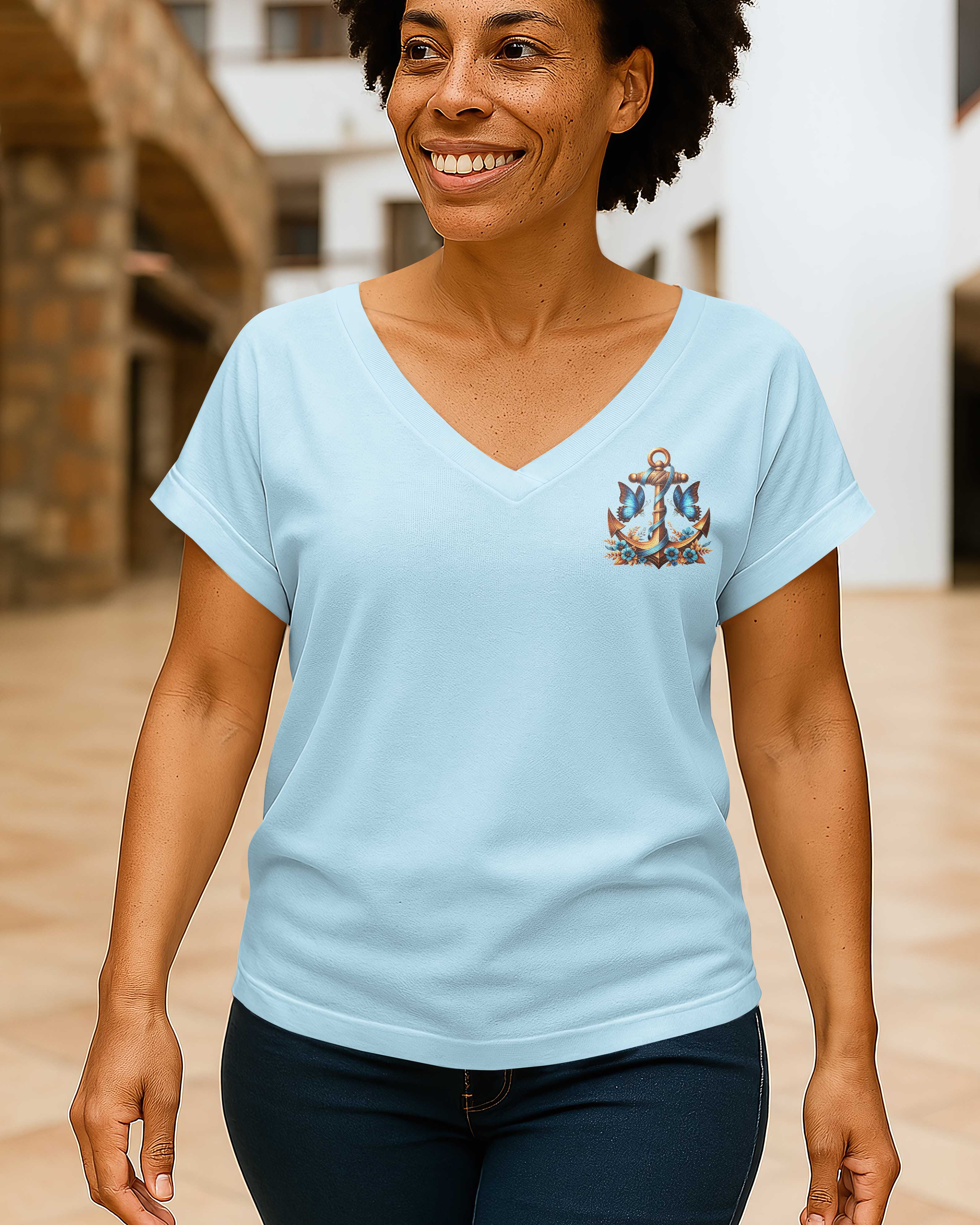Jesus Is My Anchor All Over Print V-neck Dolman Sleeves Shirt