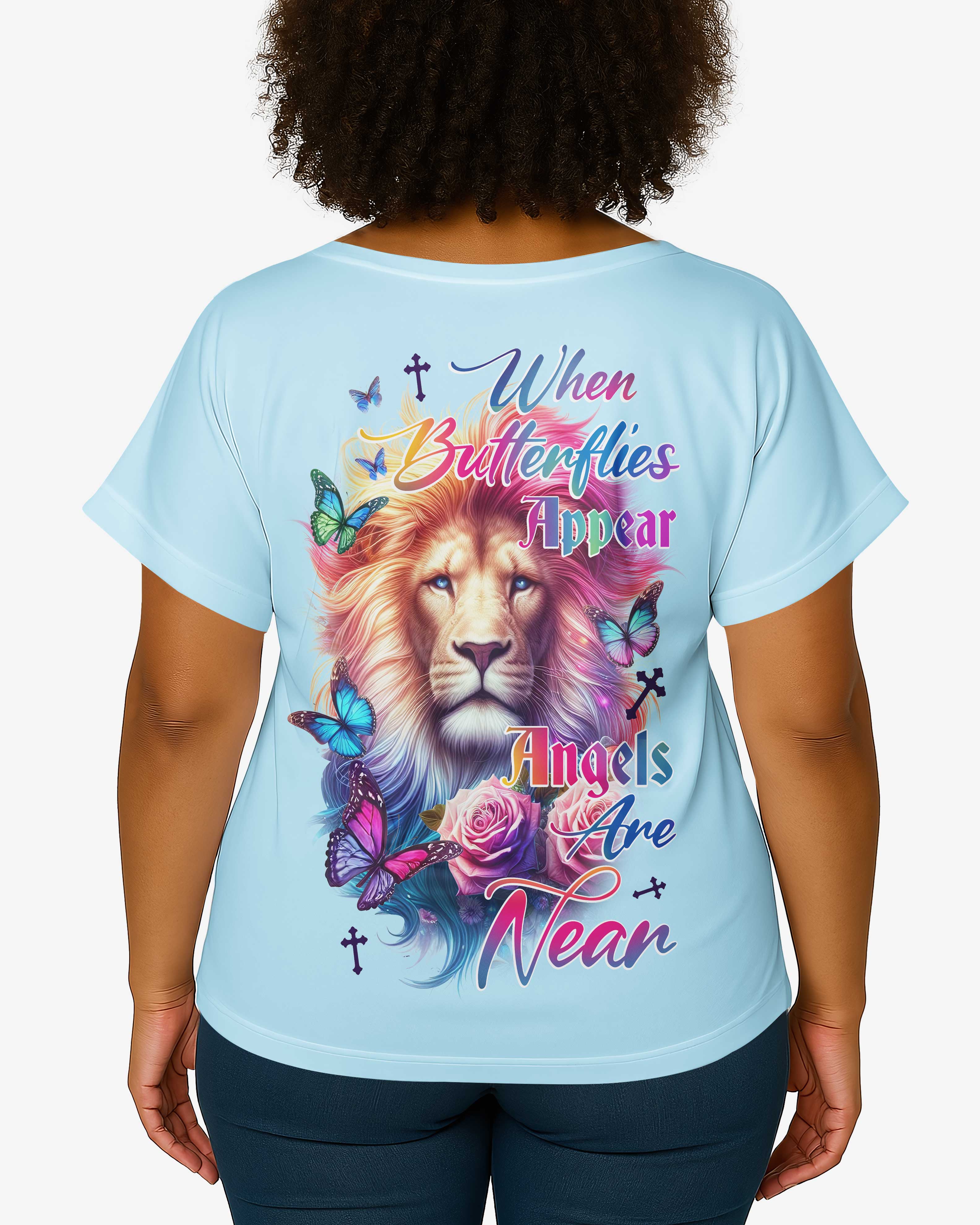 When Butterflies Appear V-neck Dolman Sleeves Shirt