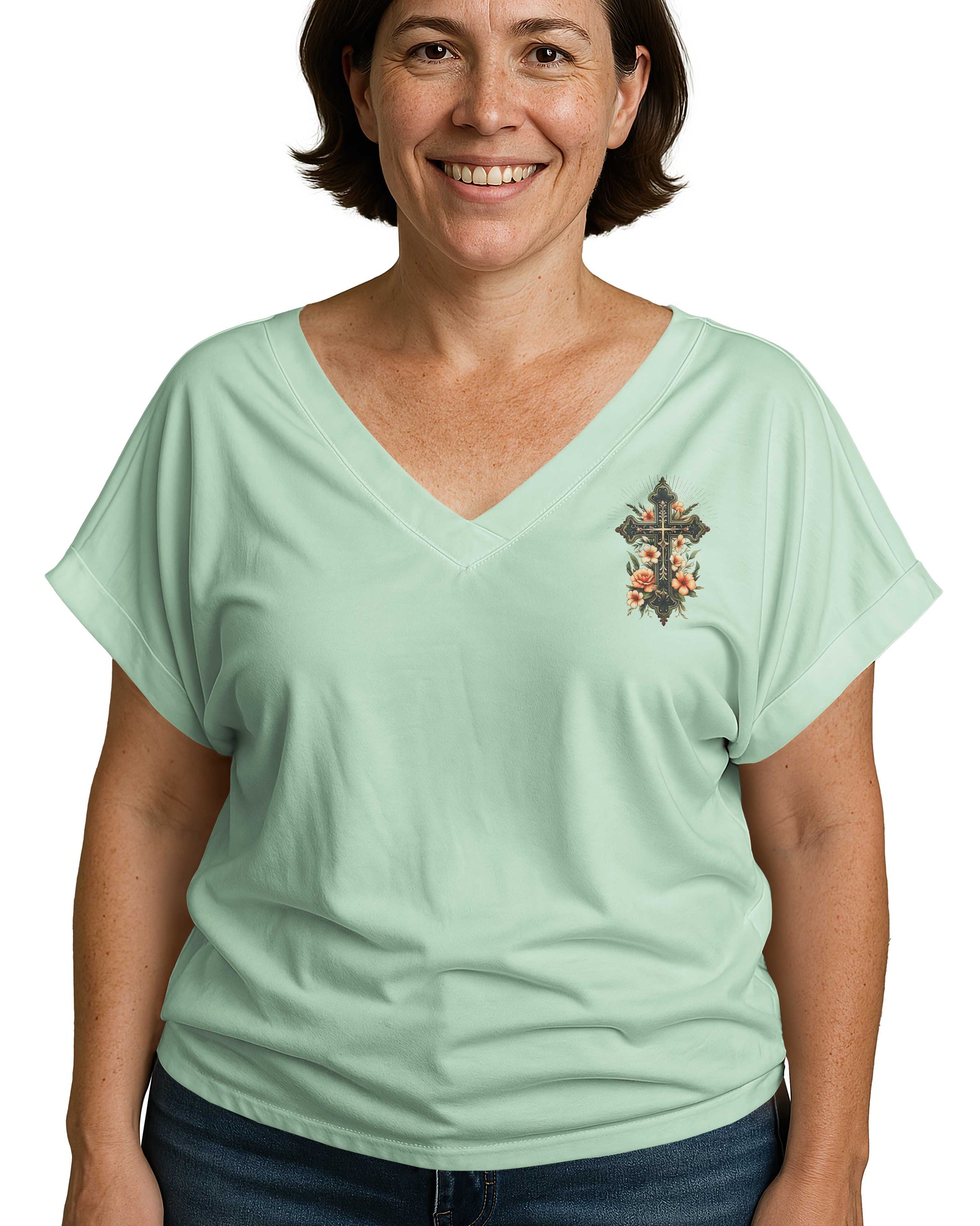 A Praying Mom is a Powerful Force V-neck Dolman Sleeves Shirt