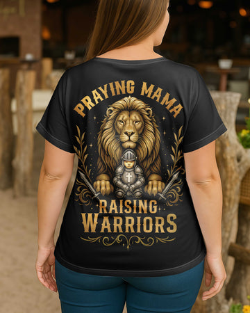 Praying Mama Raising Warriors All Over Print V-neck Dolman Sleeves Shirt