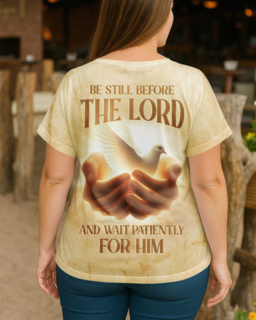 Be Still Before The Lord All Over Print V-neck Dolman Sleeves Shirt