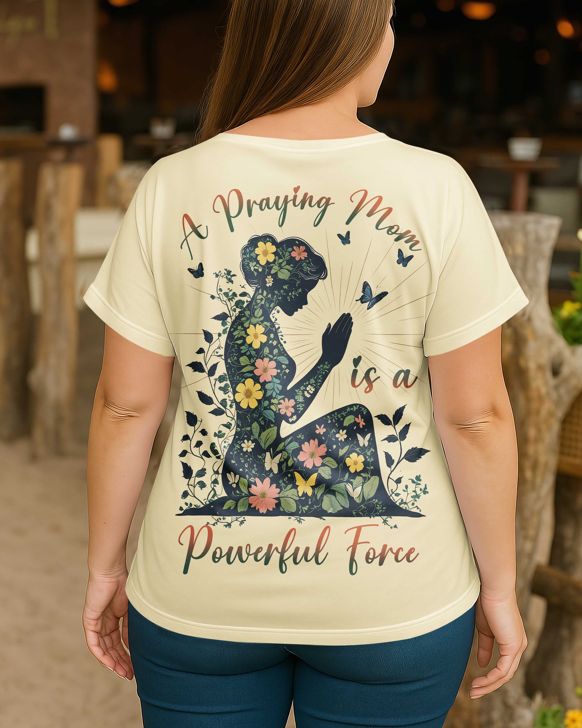 A Praying Mom is a Powerful Force V-neck Dolman Sleeves Shirt