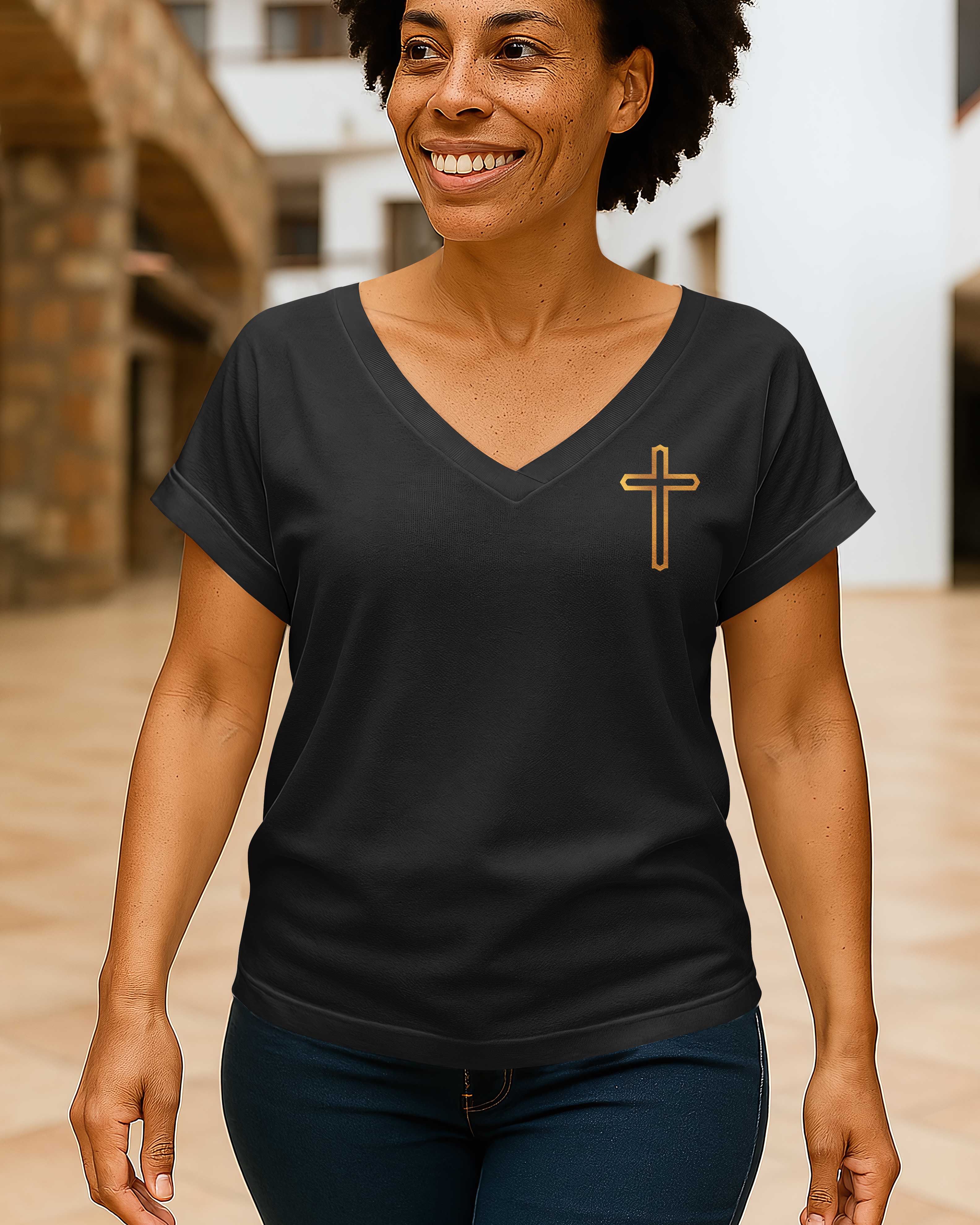 Praying Mama Raising Warriors All Over Print V-neck Dolman Sleeves Shirt