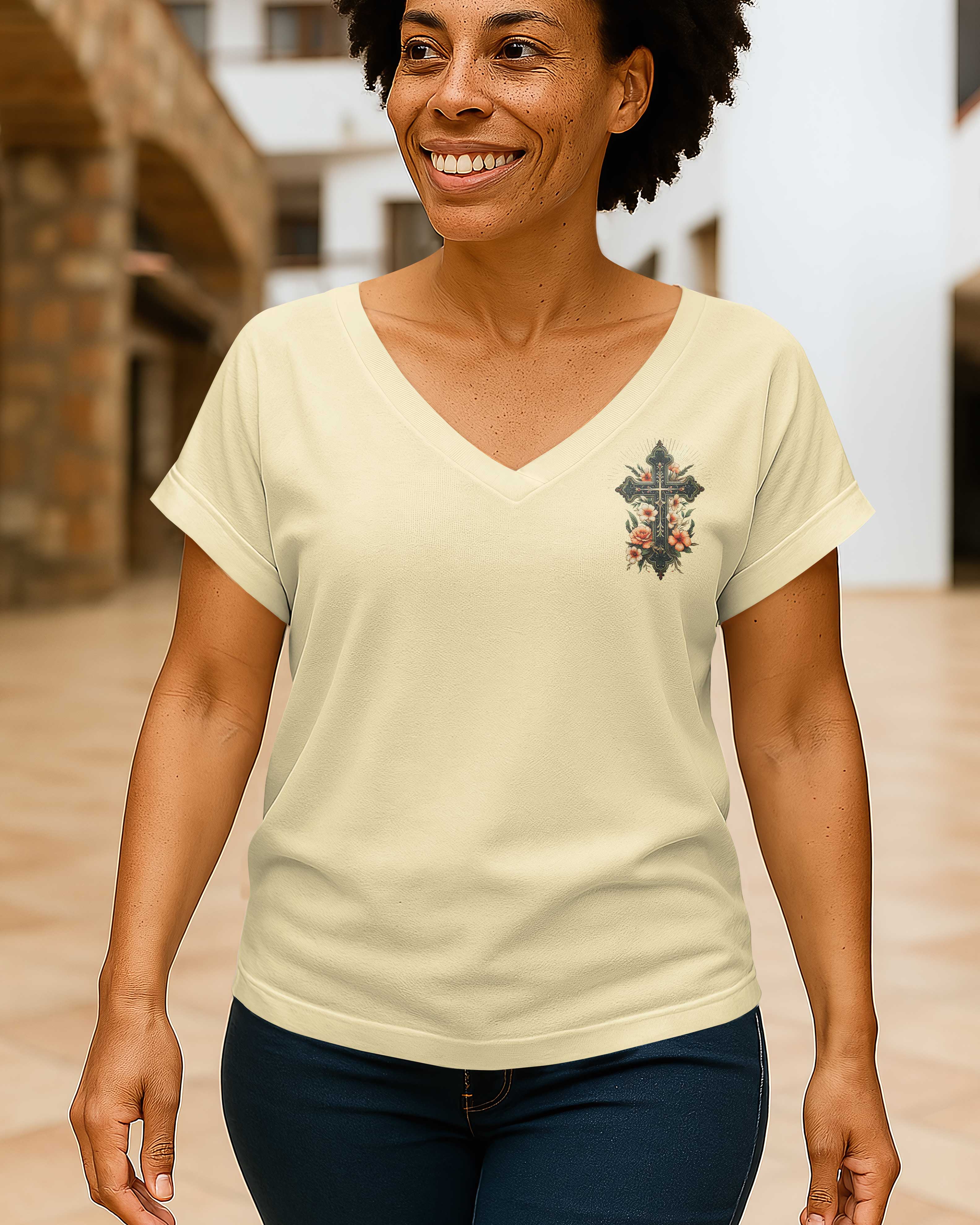 A Praying Mom is a Powerful Force V-neck Dolman Sleeves Shirt