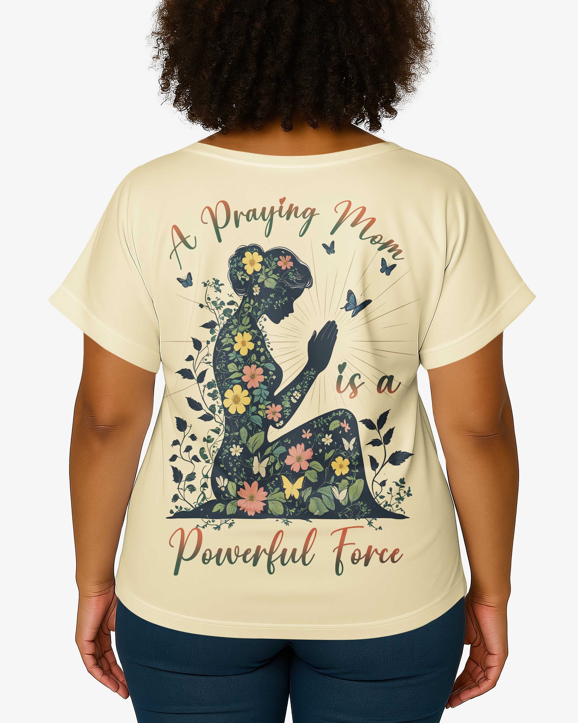 A Praying Mom is a Powerful Force V-neck Dolman Sleeves Shirt